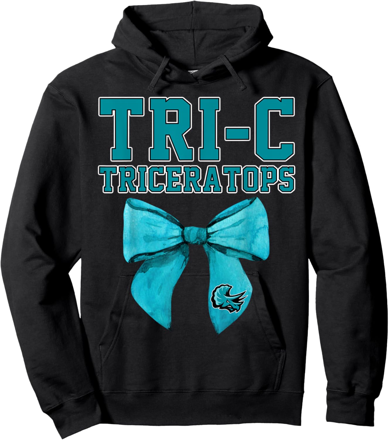Tri-C TriceratopsCuyahoga Community College Bow Vintage Hoodie - Hoodie | Black