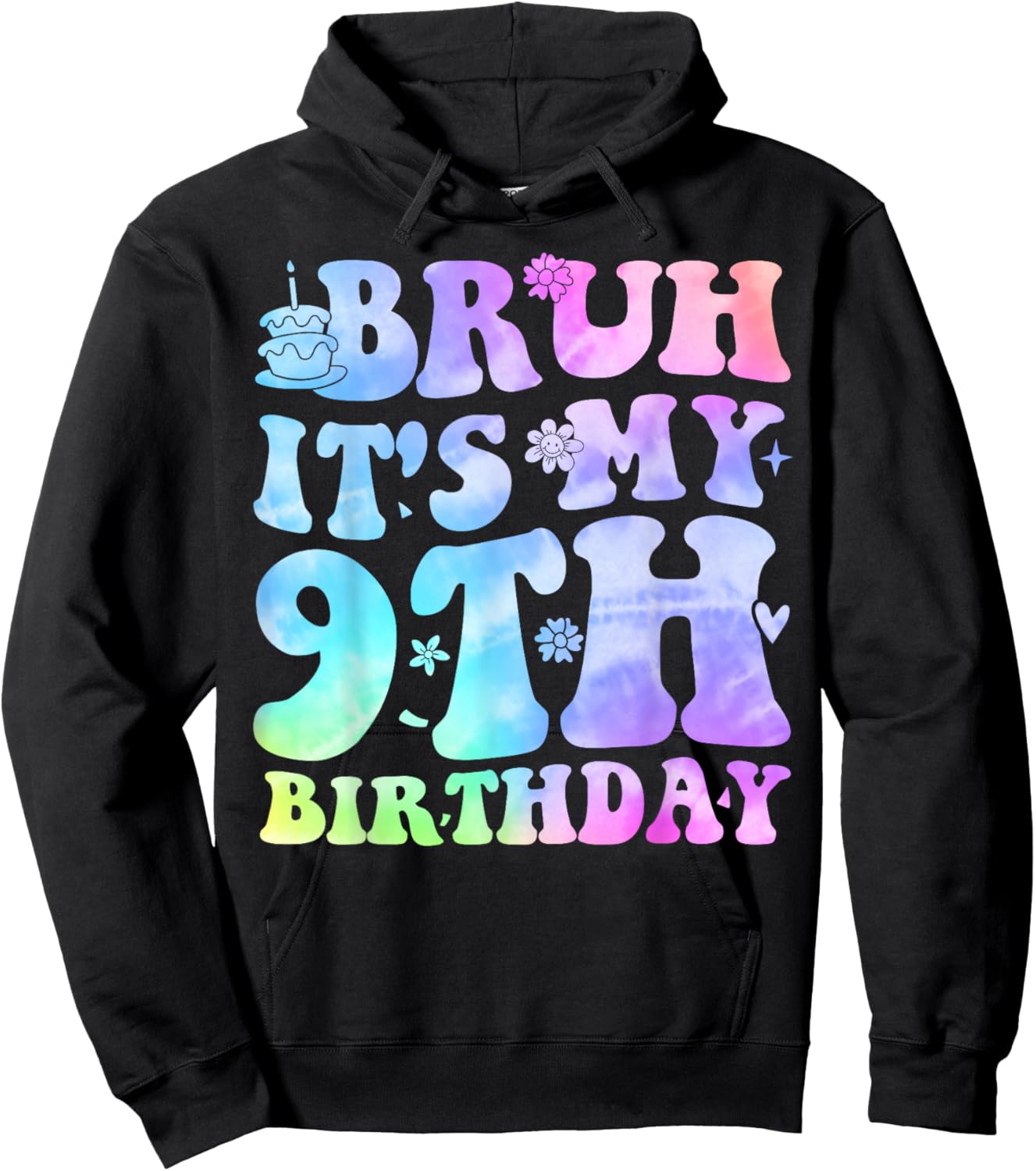 Bruh It's My 9th Birthday 9 Year Old Gifts Nine BDay Hoodie - Hoodie | Black