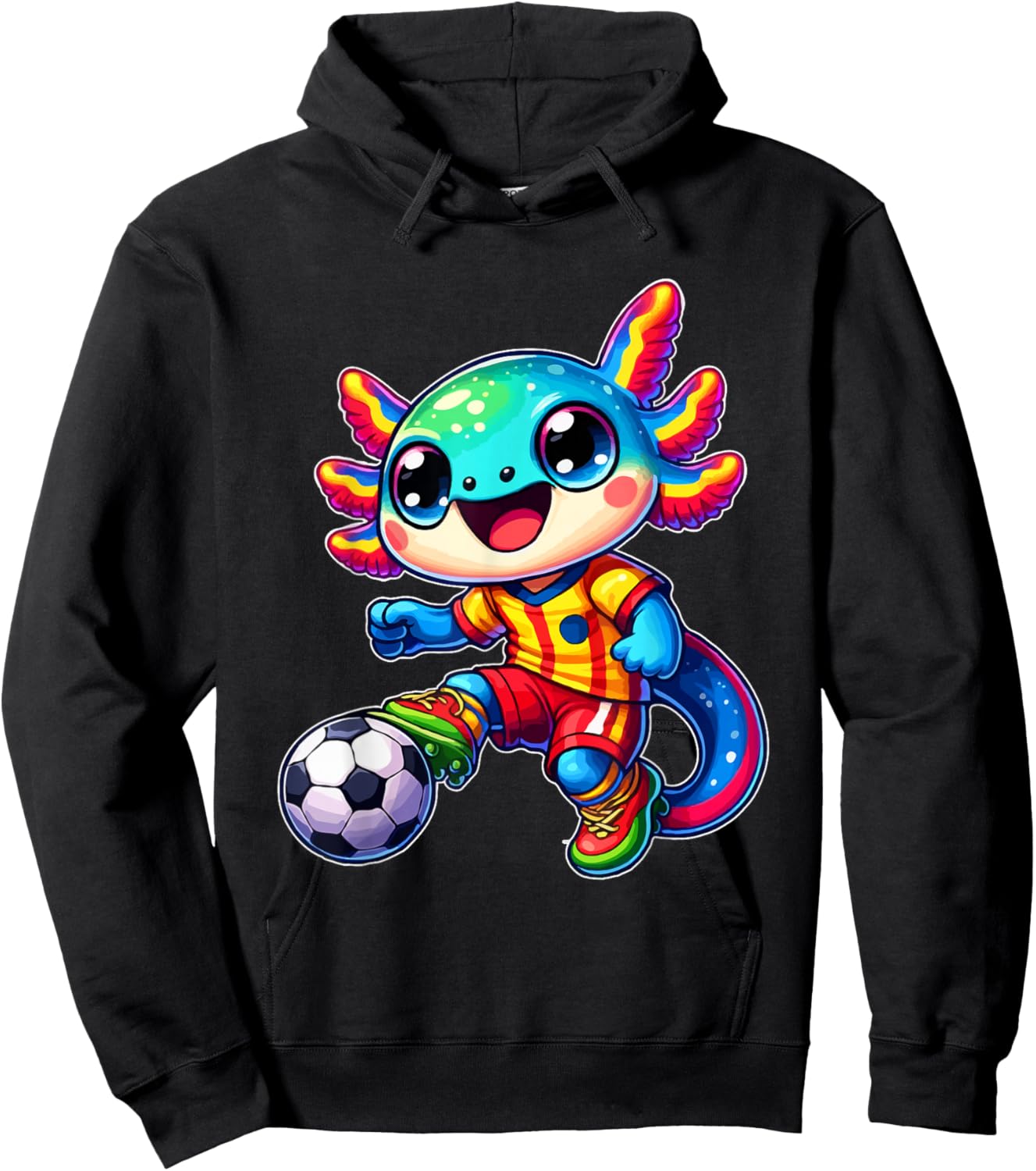 Cute Axolotl Soccer Player Women Men Kids Funny Axolotl Hoodie - Hoodie | Black