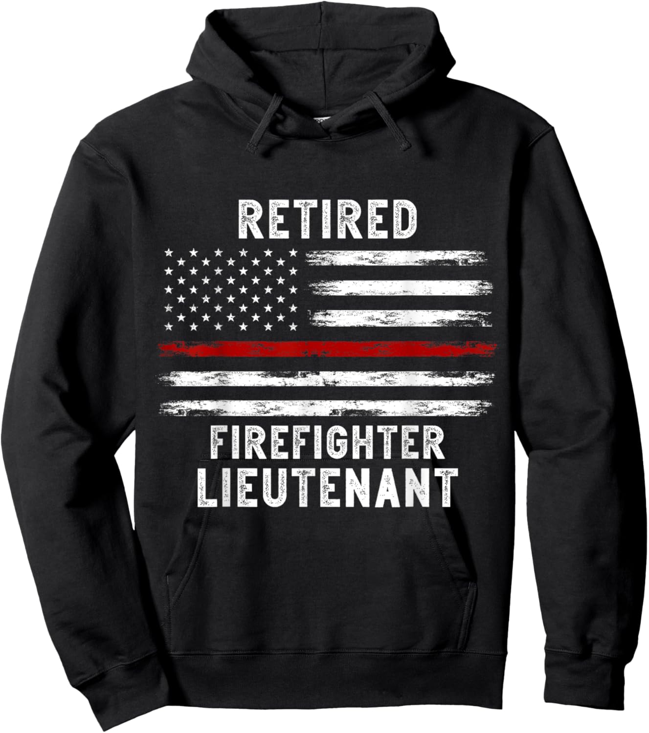USA flag Retired Fire Lieutenant 2023 Firefighter Retirement Hoodie - Hoodie | Black