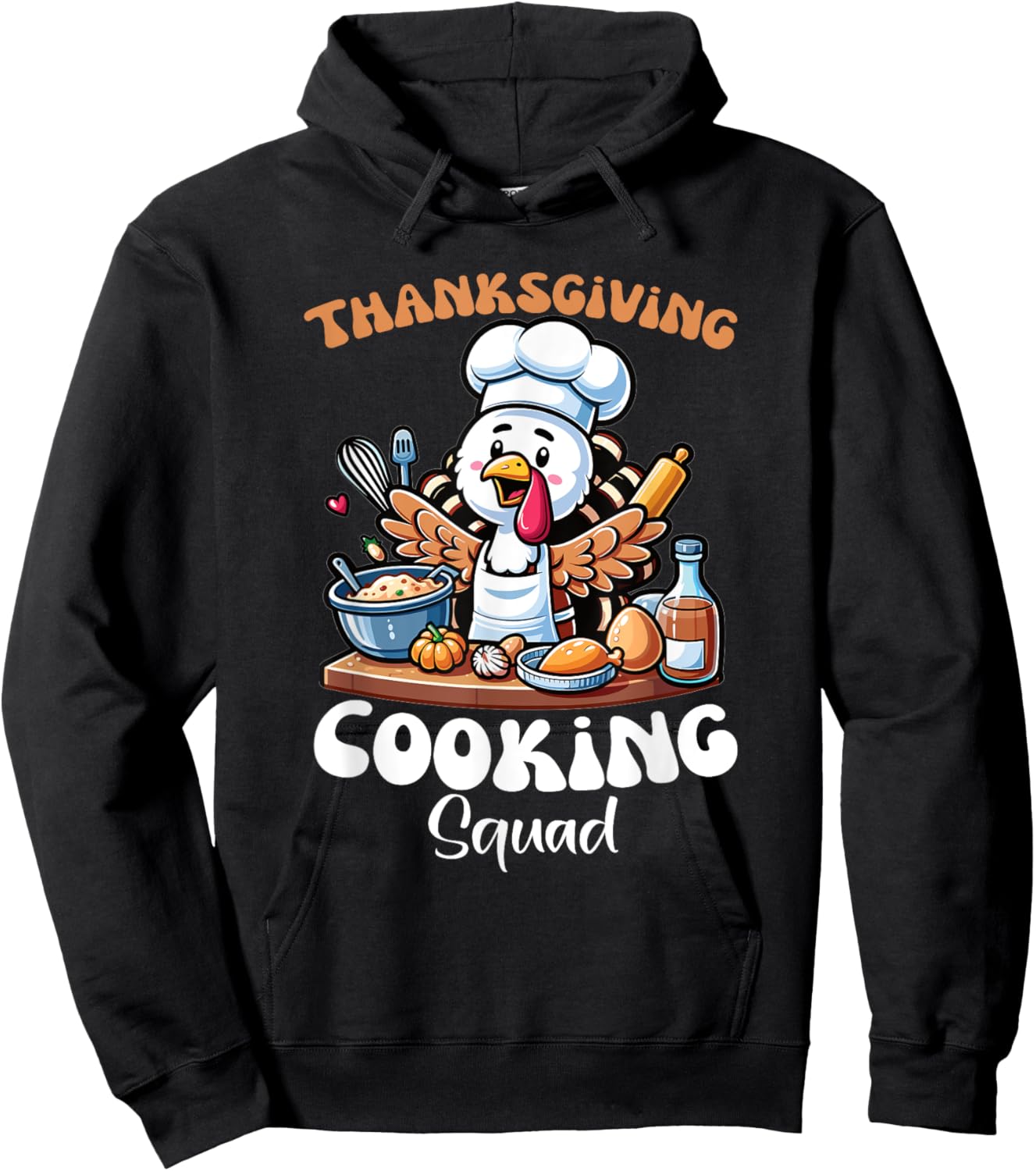 Turkey Chef Thanksgiving Cooking Squad Hoodie - Hoodie | Black