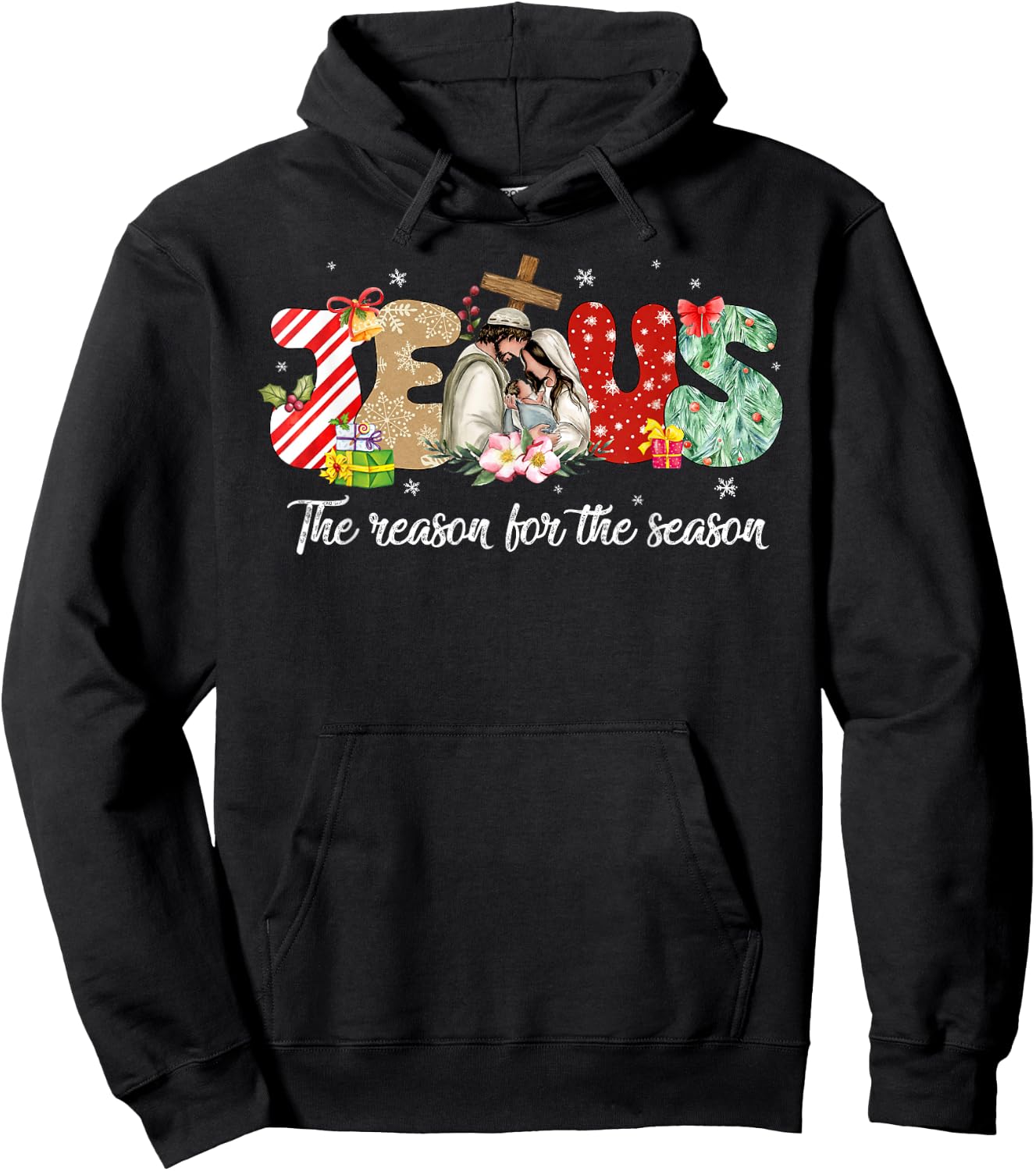 Christmas Jesus Is The Reason For The Season Jesus Pajamas Hoodie - Hoodie | Black