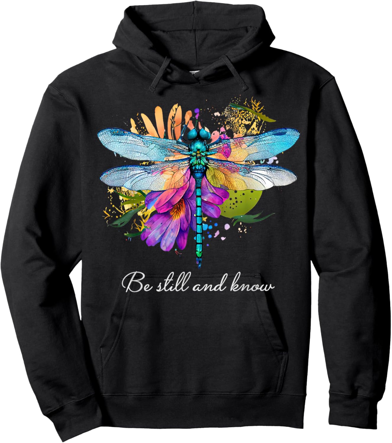 Be still and know Floral Dragonfly Christian Summer Women Kids Hoodie - Hoodie | Black