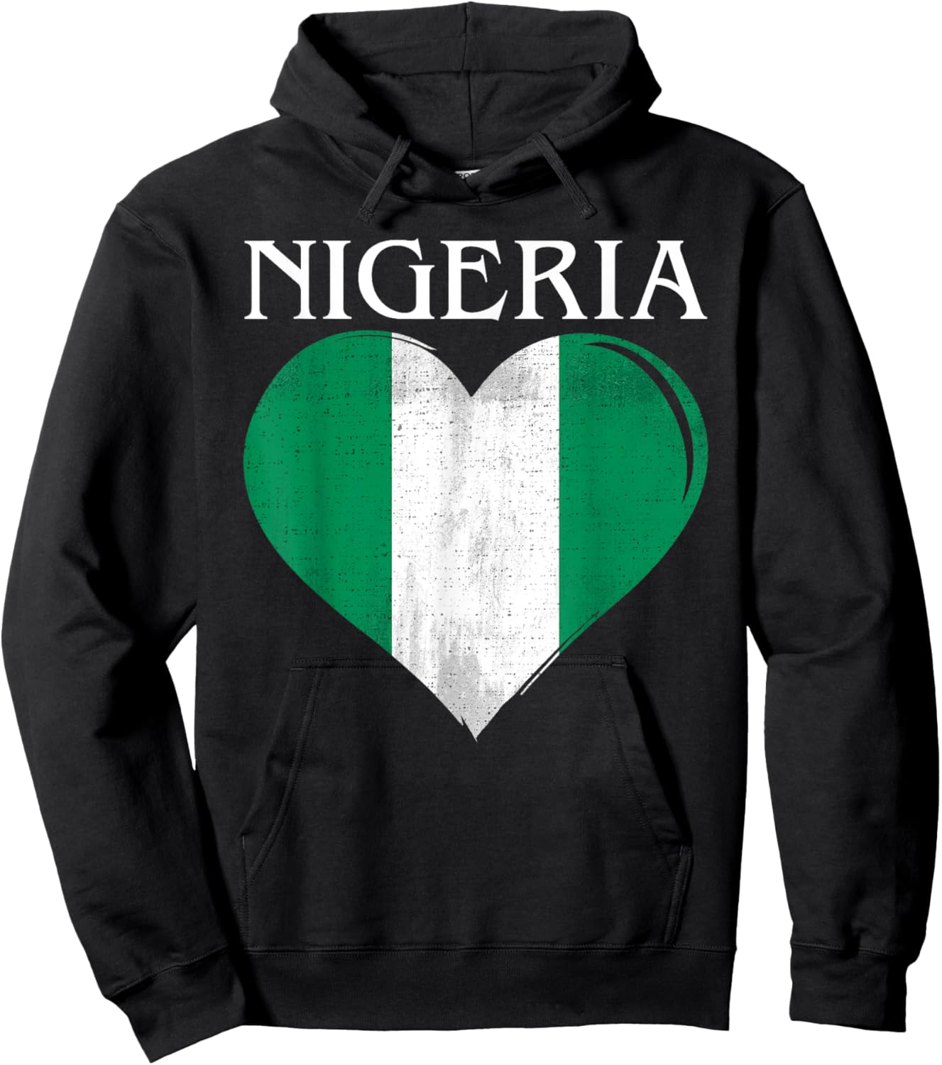 Vintage Nigeria Flag Heart For Nigerian Hoodie - Hoodie | Black