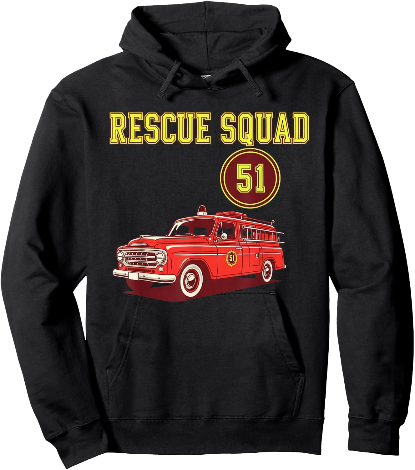 Truck Side 51 Emergency Squad Logo Responder Gear Hoodie - Hoodie | Black