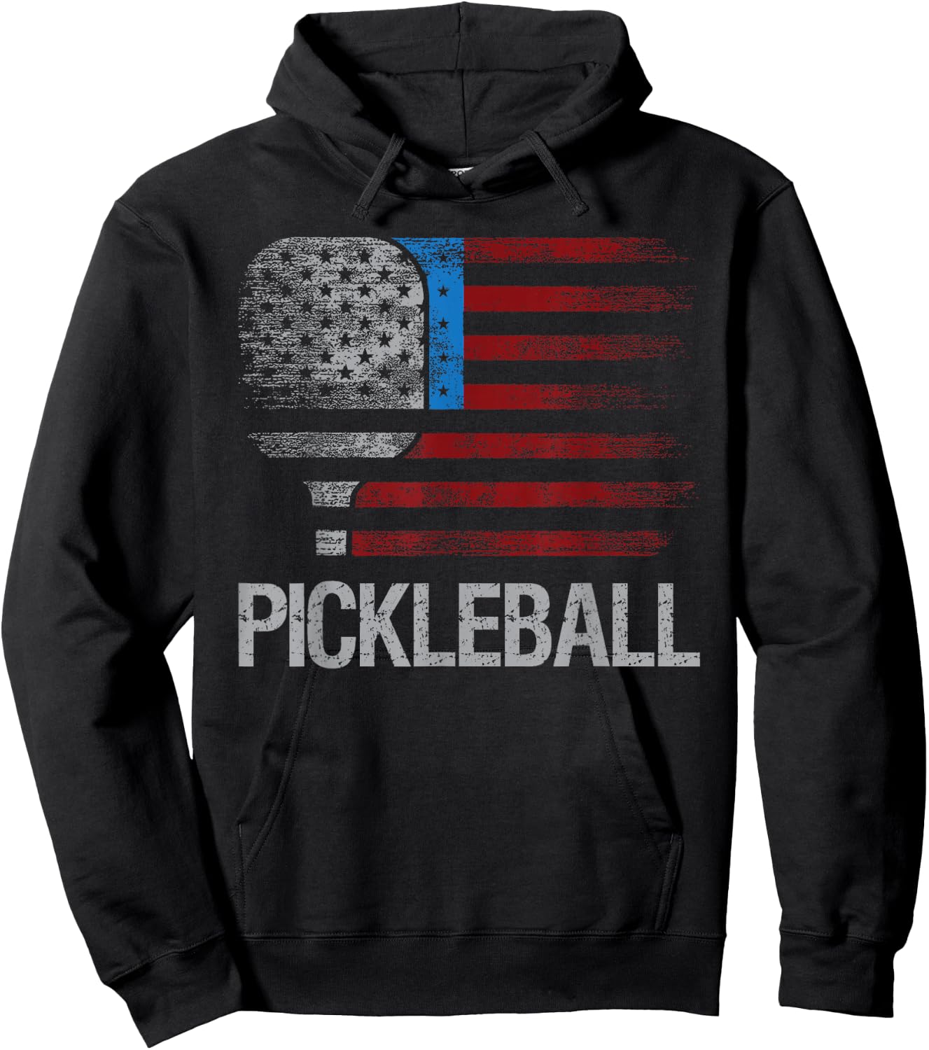 US Flag Pickleball Player Paddleball Lover Hoodie - Hoodie | Black