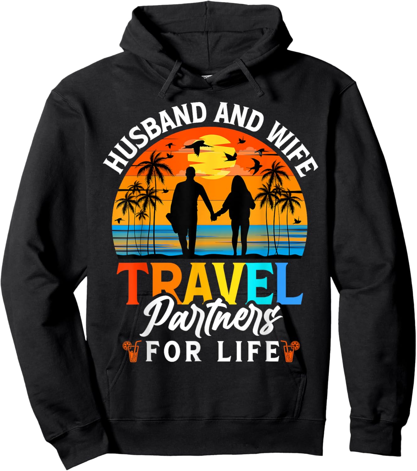 Husband And Wife Travel Partners For Life - Beach Traveling Hoodie - Hoodie | Black