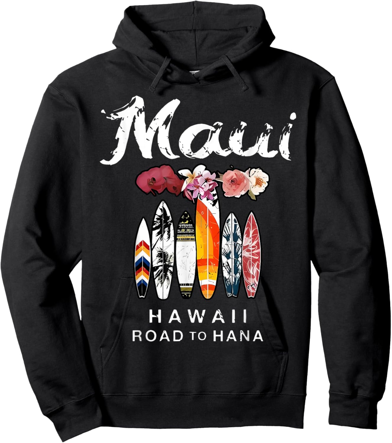 Maui Hawaii Road To Hana Surfboard Beach Vacation Family Hoodie - Hoodie | Black