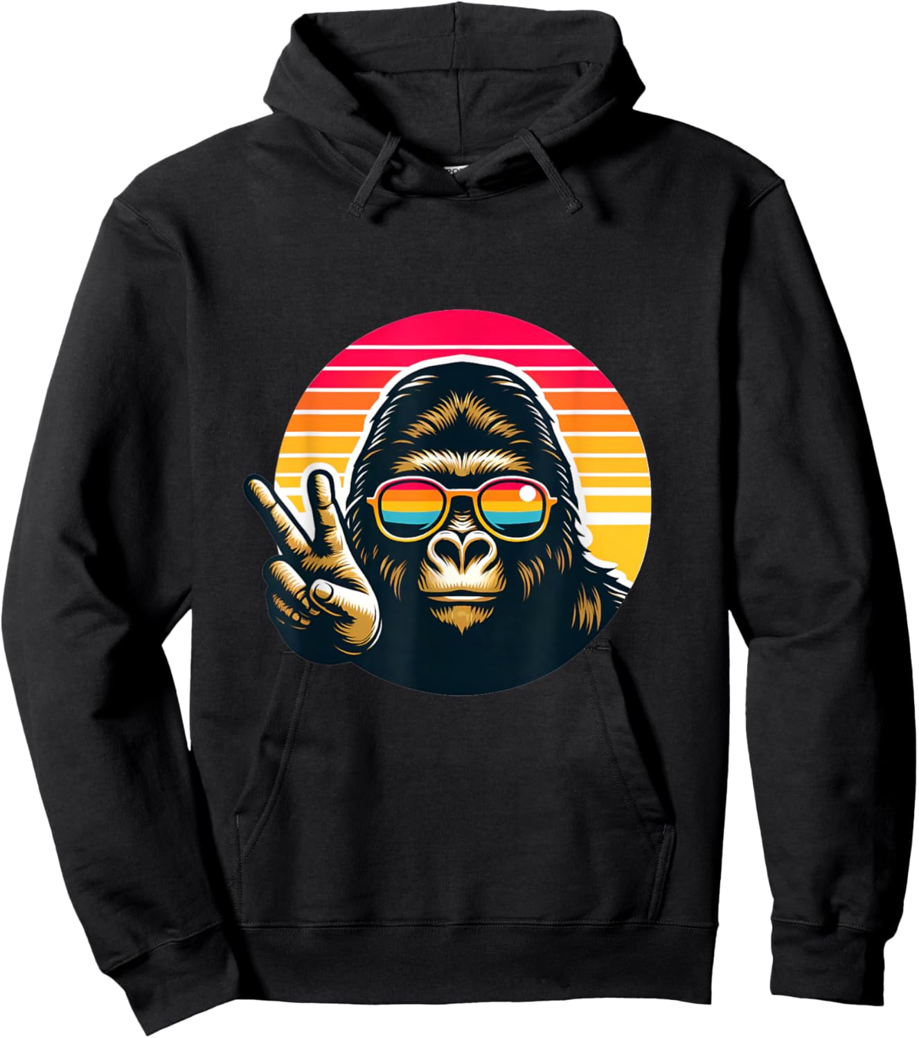 Retro peace gorilla monkey with sunglasses meme Hoodie - Hoodie | Black