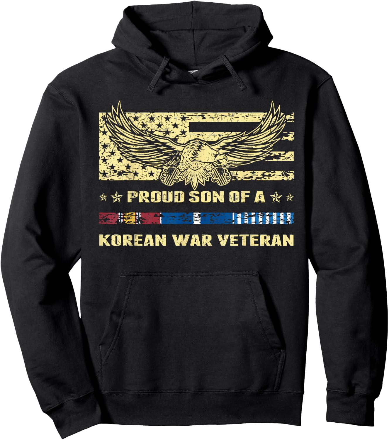 Proud Son Of A Korean War Veteran Military Vet's Child Gift Hoodie - Hoodie | Black