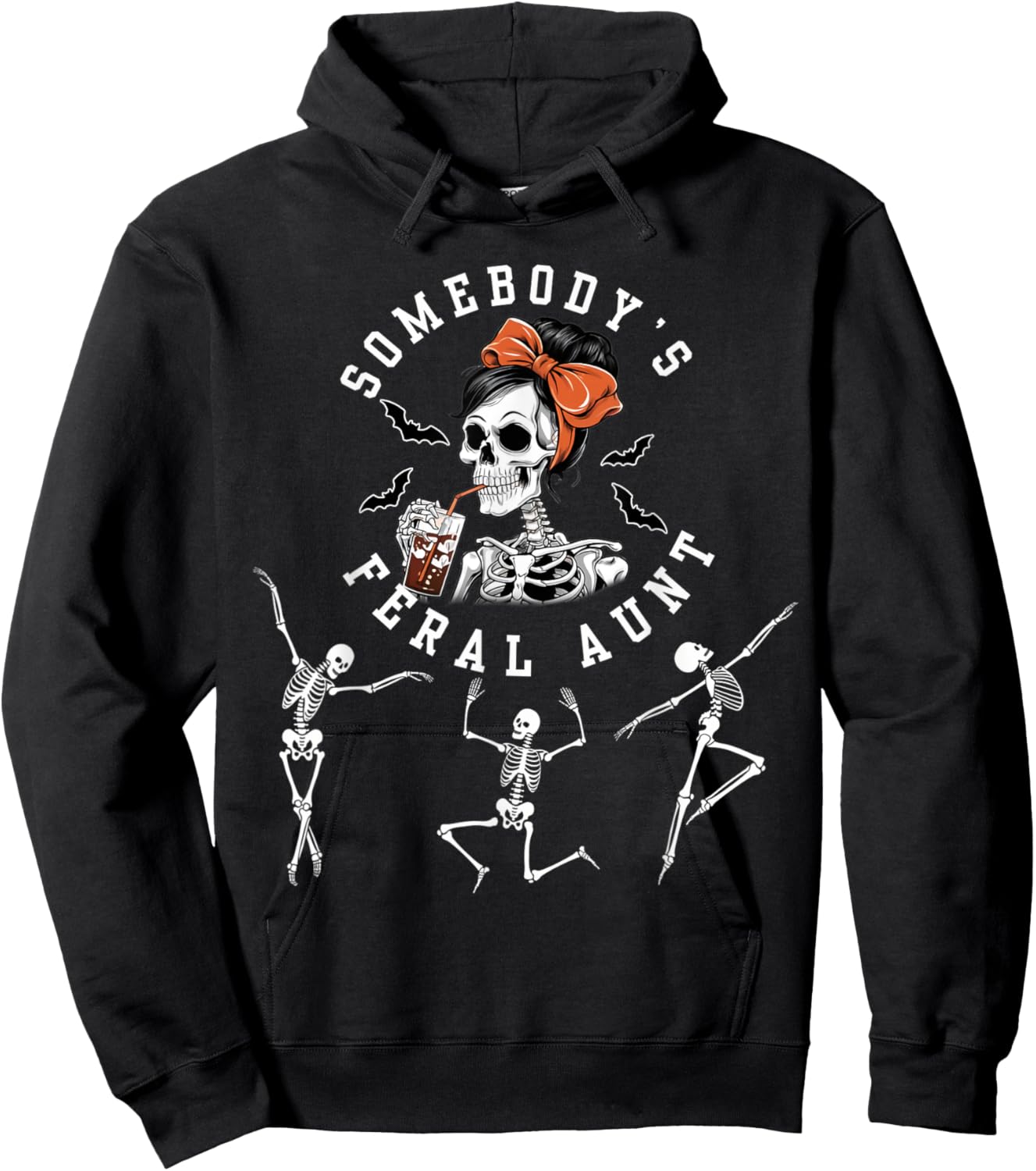 Somebody's Feral Aunt Halloween Skeleton Hoodie - Hoodie | Black