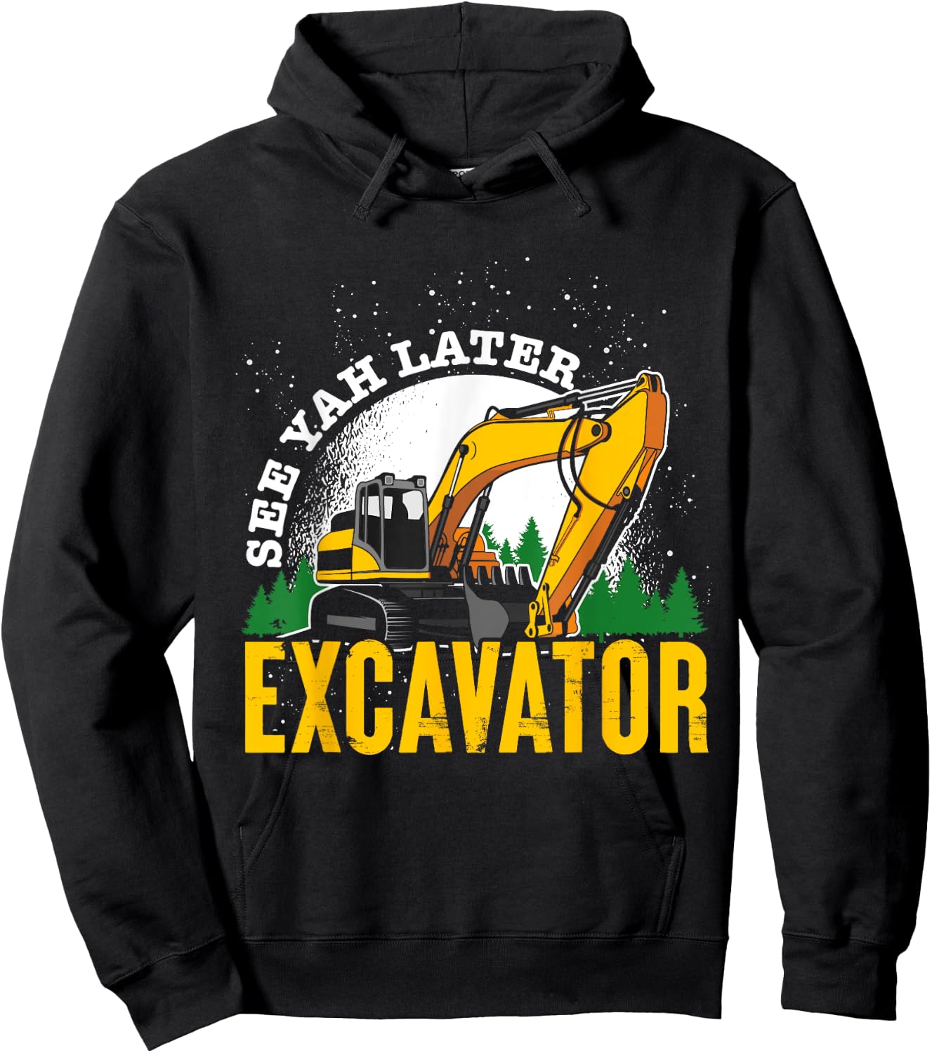 Funny Construction Worker Driver Men Boys Kids Excavator Hoodie - Hoodie | Black