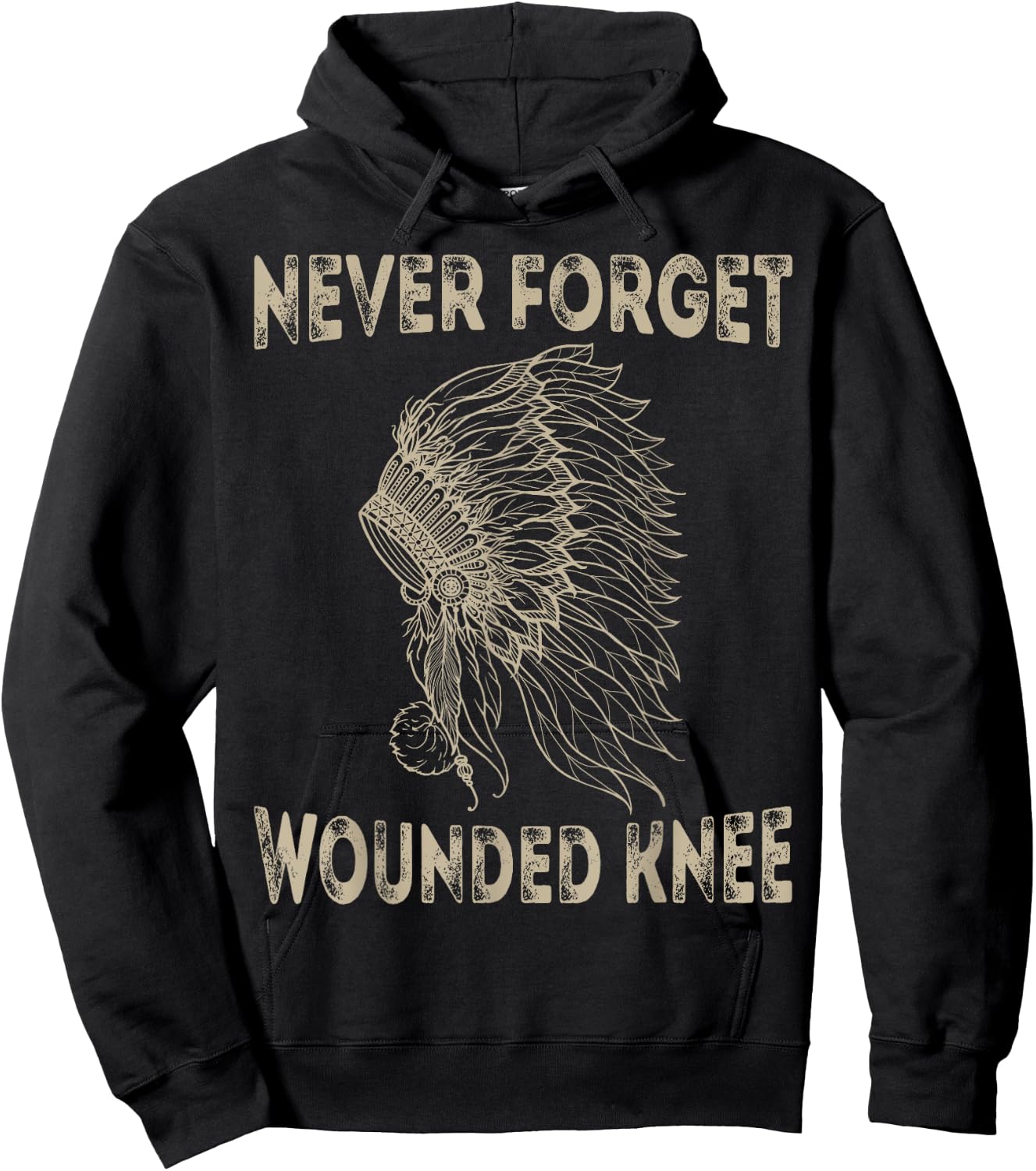 Wounded Knee Native American Lakota Tribe Chief T Shirt Hoodie - Hoodie | Black