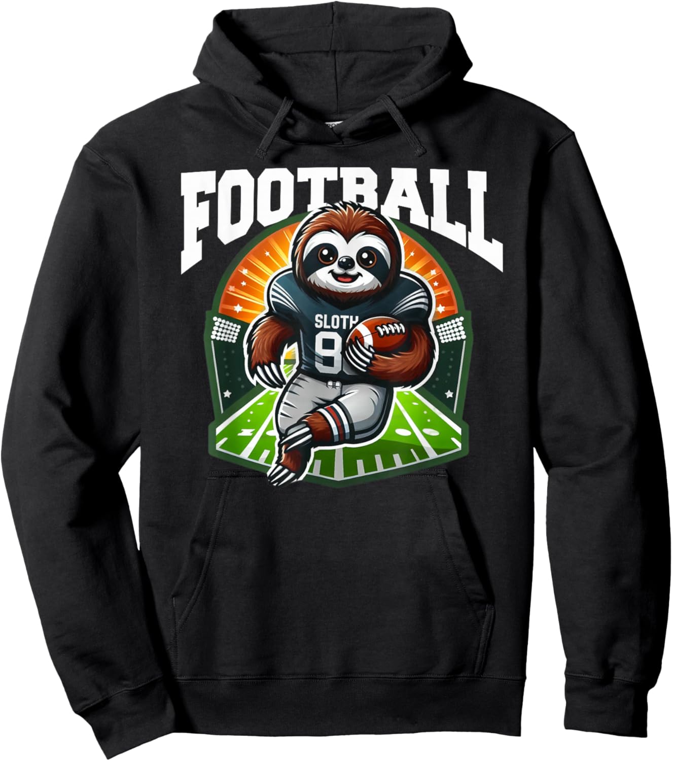 Football Sloth Playing Football Games Hoodie - Hoodie | Black