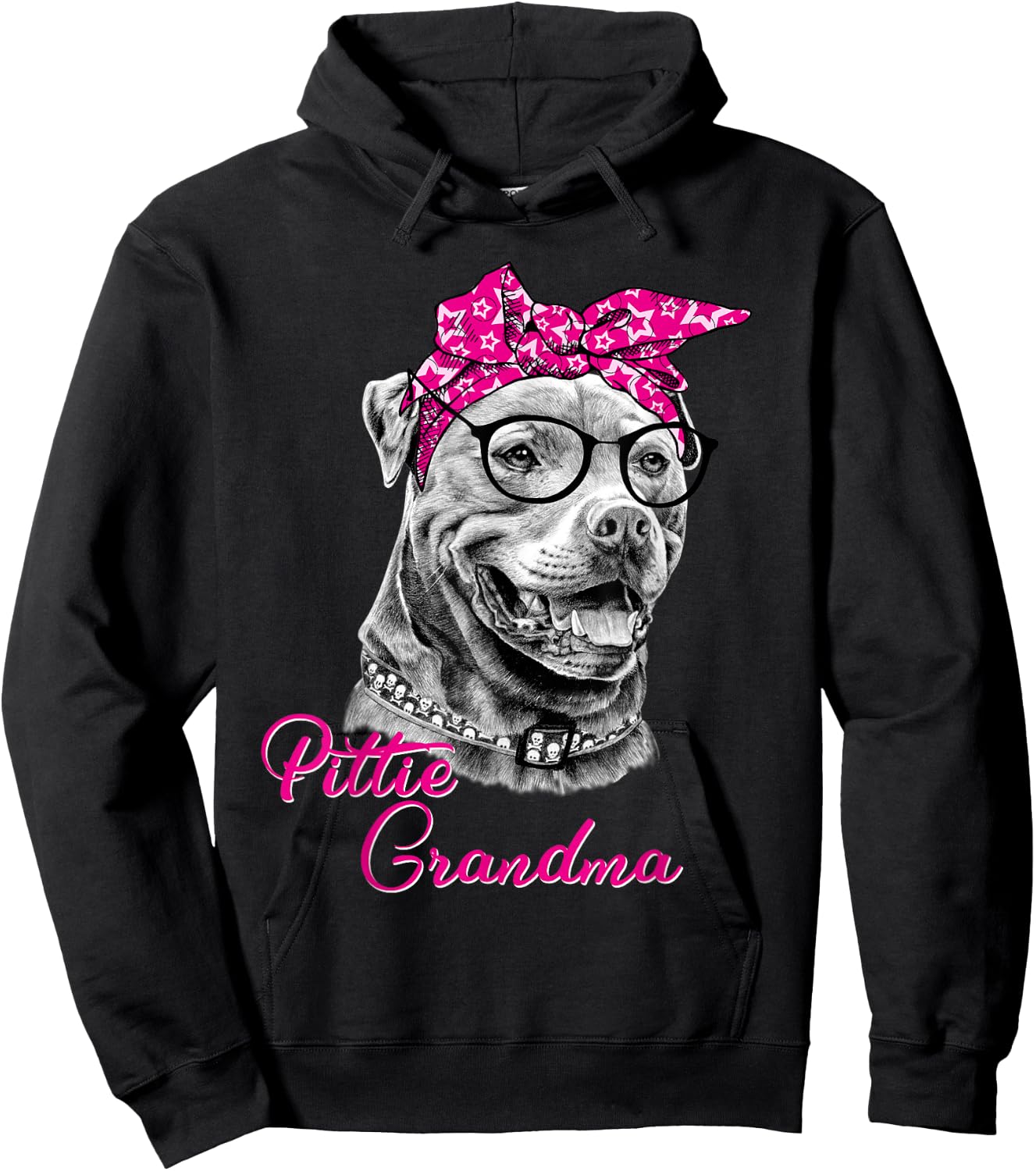 Pittie Grandma Cute Funny American Pitbull Dog Mom Hoodie - Hoodie | Black