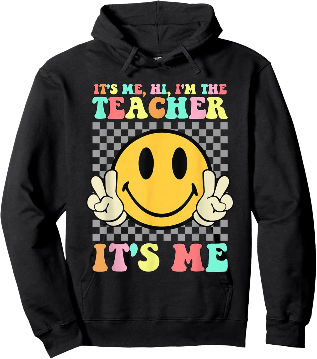 It's Me Hi I'm The Teacher Shirt Retro Groovy Teacher Life Hoodie - Hoodie | Black
