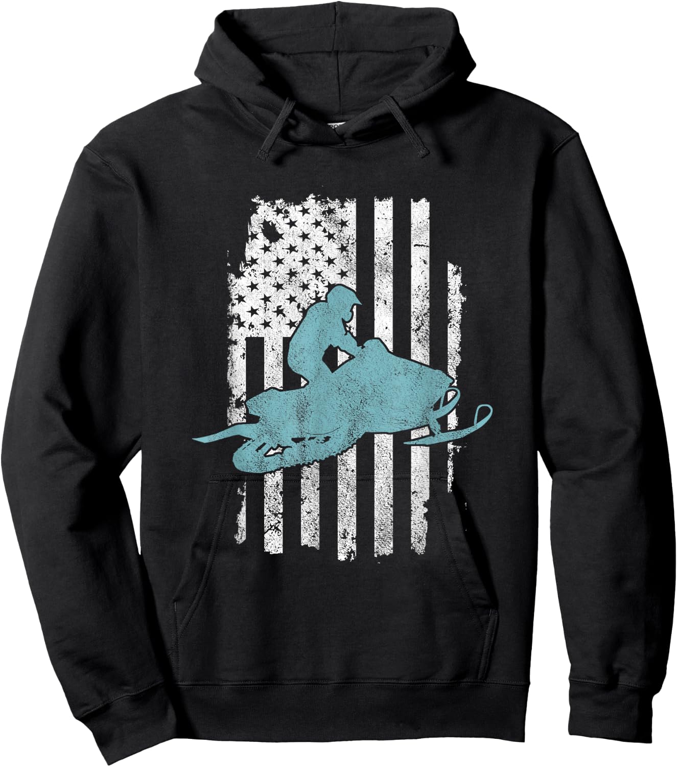 Cool United States Flag USA Snowmobile Biker Hoodie - Hoodie | Black