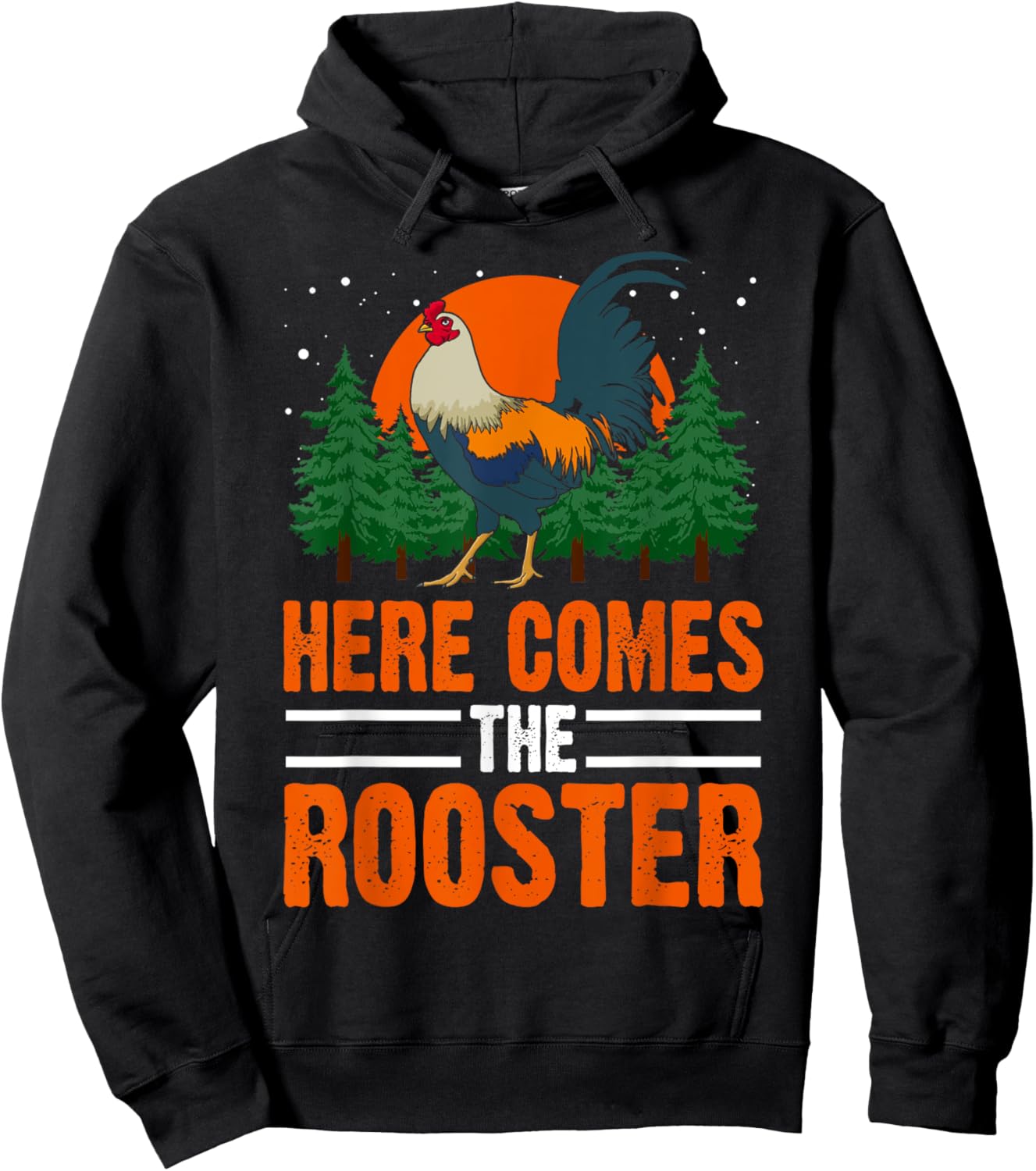 Here Comes The Rooster Shirt Chicken Lady Shirt Outfit Hoodie - Hoodie | Black