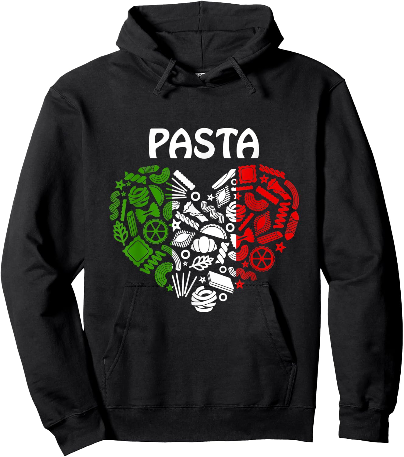 Pasta Italian Flag Colors Pasta Lover Italy Origin Pasta Hoodie - Hoodie | Black
