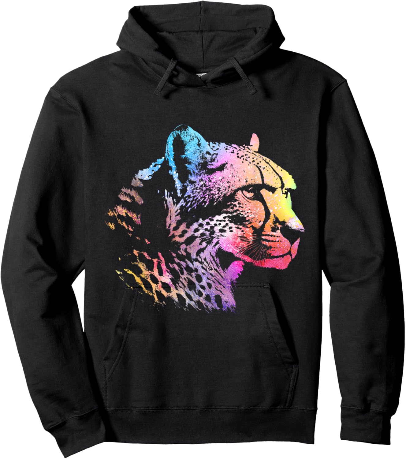 Rainbow Cheetah Face - Wildlife Safari Zookeeper Zoologist Hoodie - Hoodie | Black