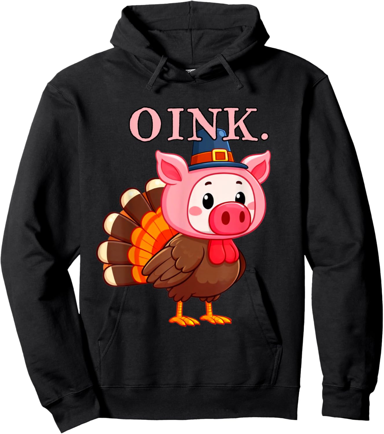 Oink Thanksgiving Turkey Dressed Like Pig Funny Turkey Pig Hoodie - Hoodie | Black