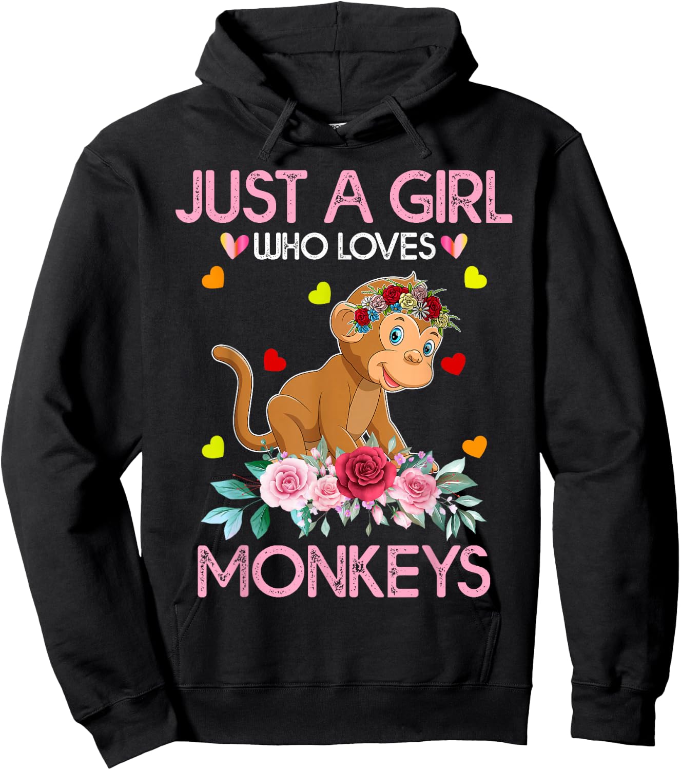 Monkey Kids Just A Girl Who Loves Monkeys Hoodie - Hoodie | Black