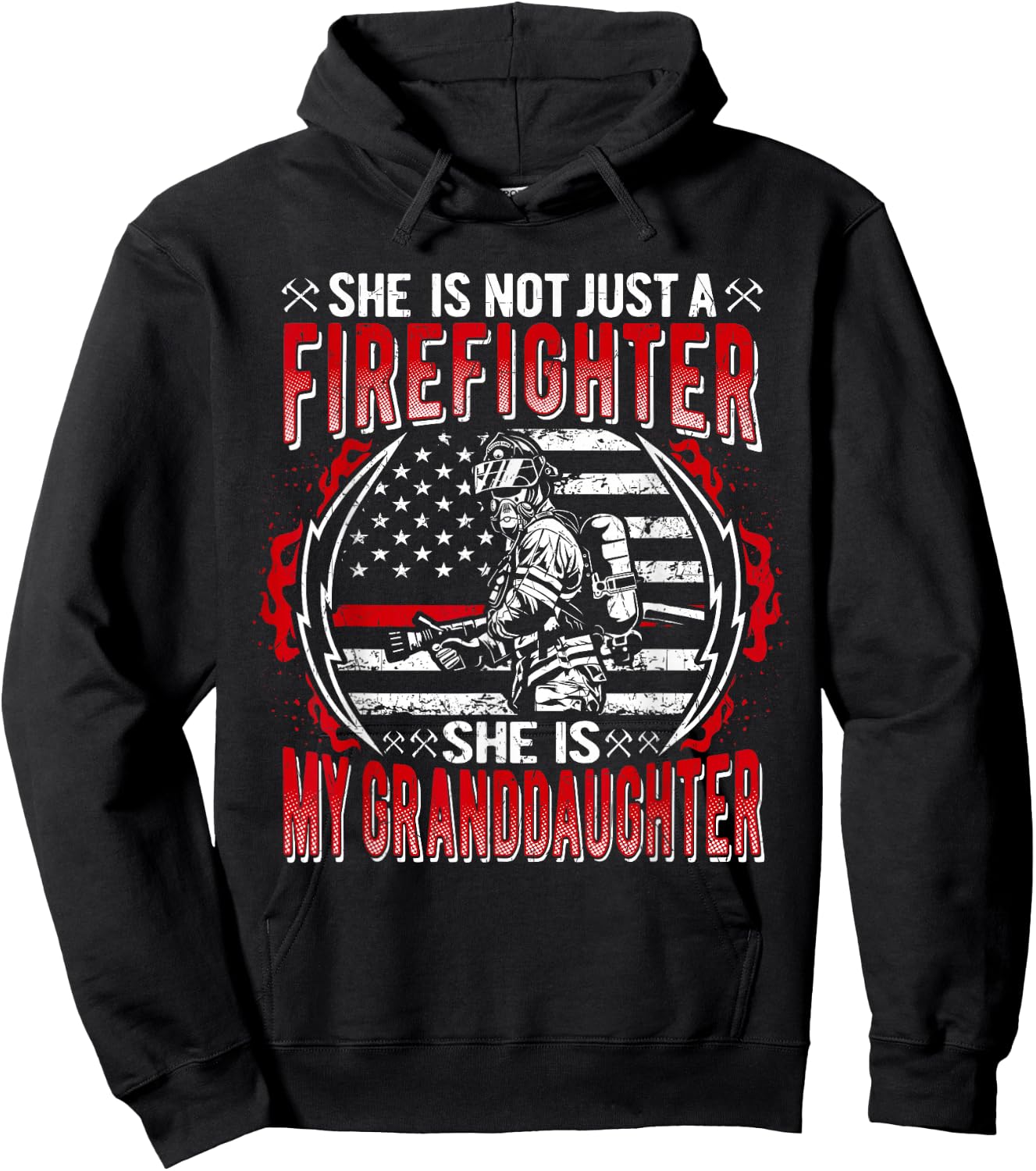 My Granddaughter Is Firefighter Proud Fire Grandparent Gifts Hoodie - Hoodie | Black