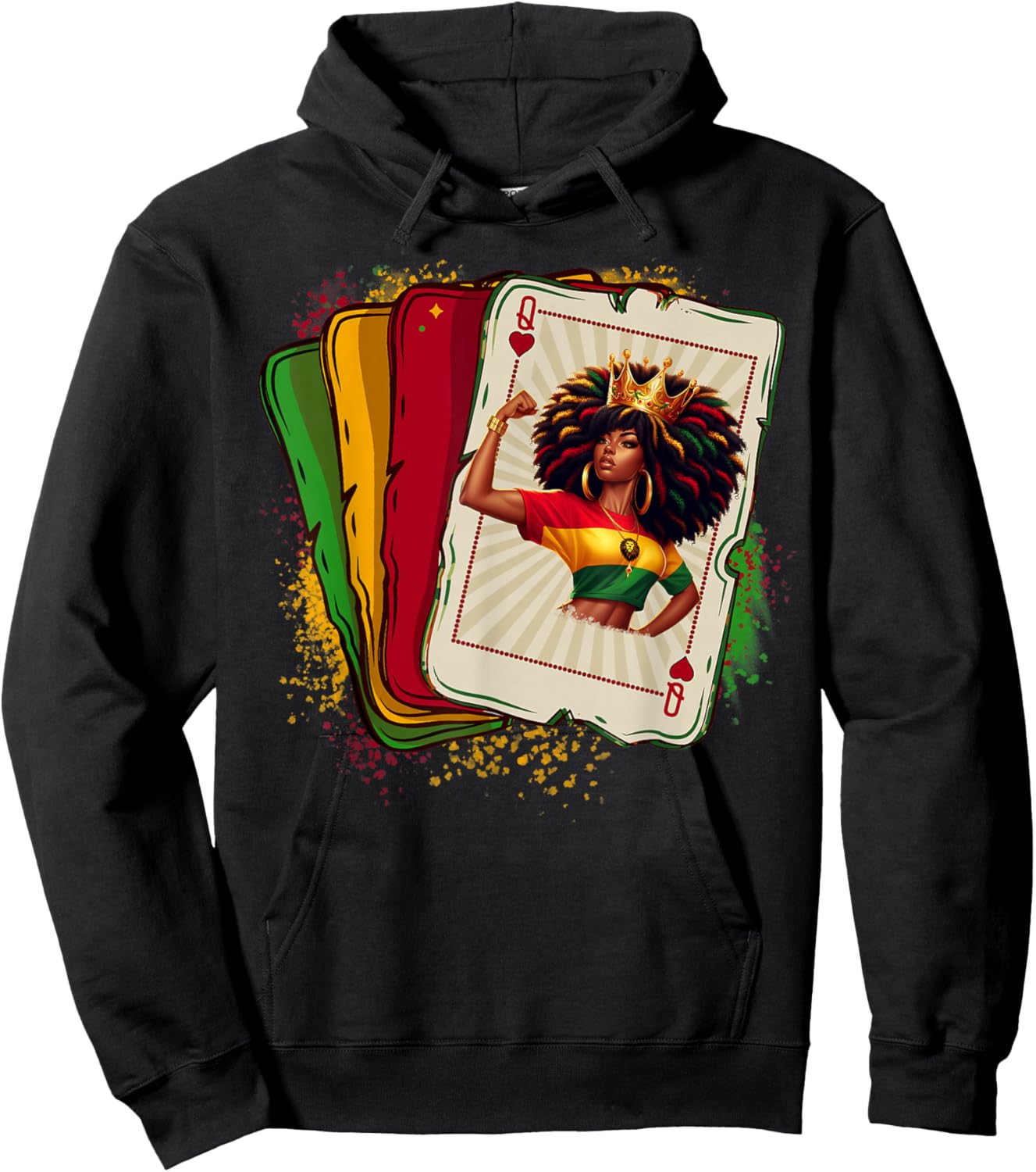 Black Queen of Hearts Card Deck Game Proud Black History Hoodie - Hoodie | Black