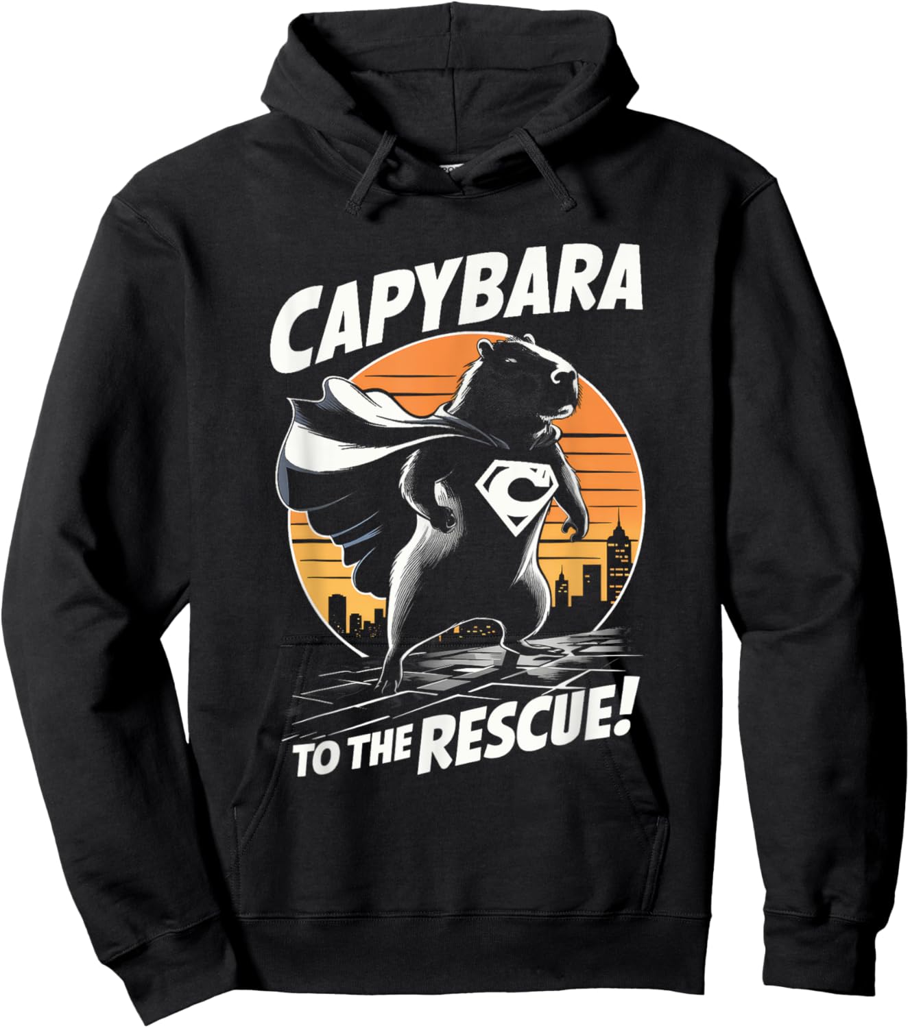 Capybara Superhero Shirt – Fun Comic Book Style Apparel Hoodie - Hoodie | Black