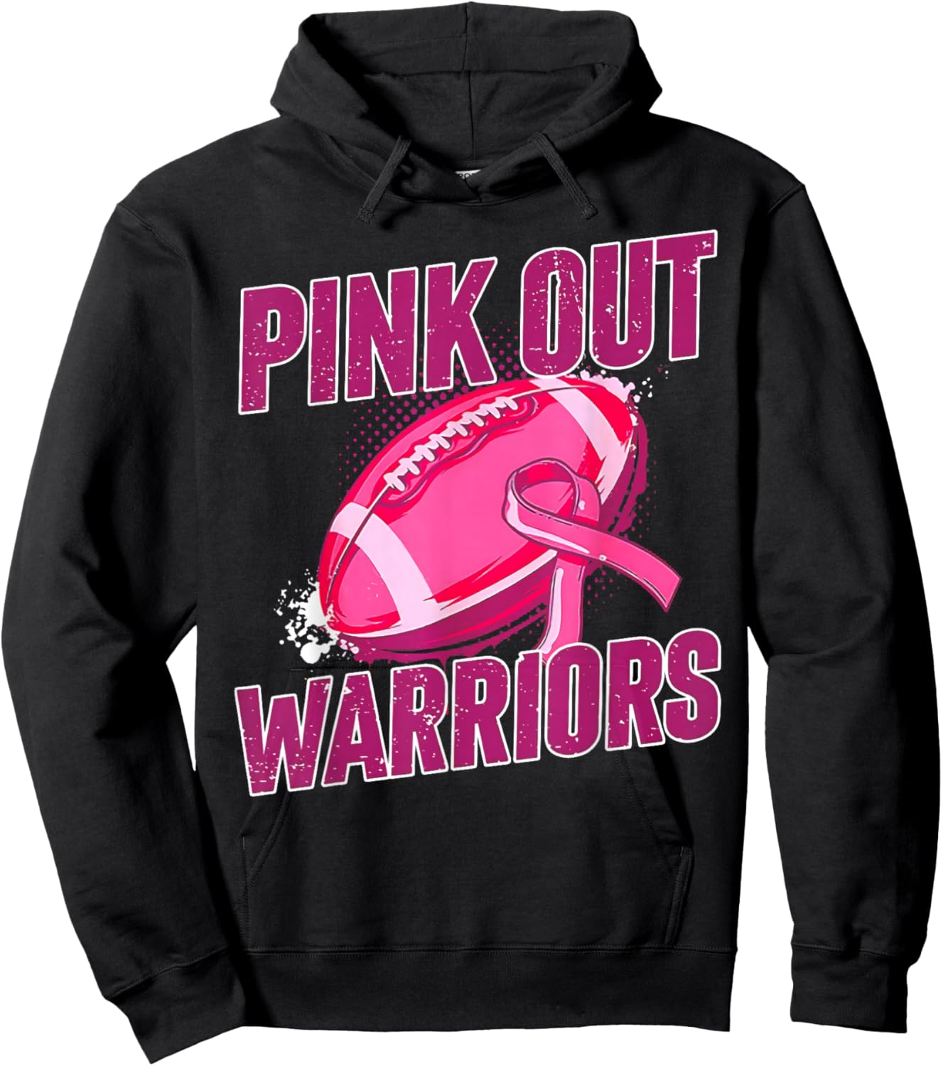 Warriors Pink Out Football Tackle Breast Cancer Hoodie - Hoodie | Black
