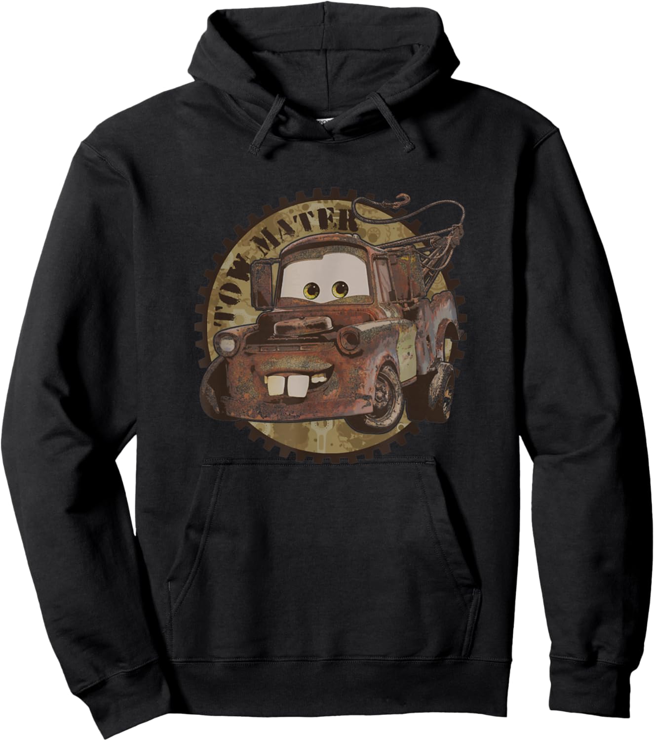 Disney Pixar Cars Tow Mater Rusty Gear Vintage Logo Hoodie - Hoodie | Black