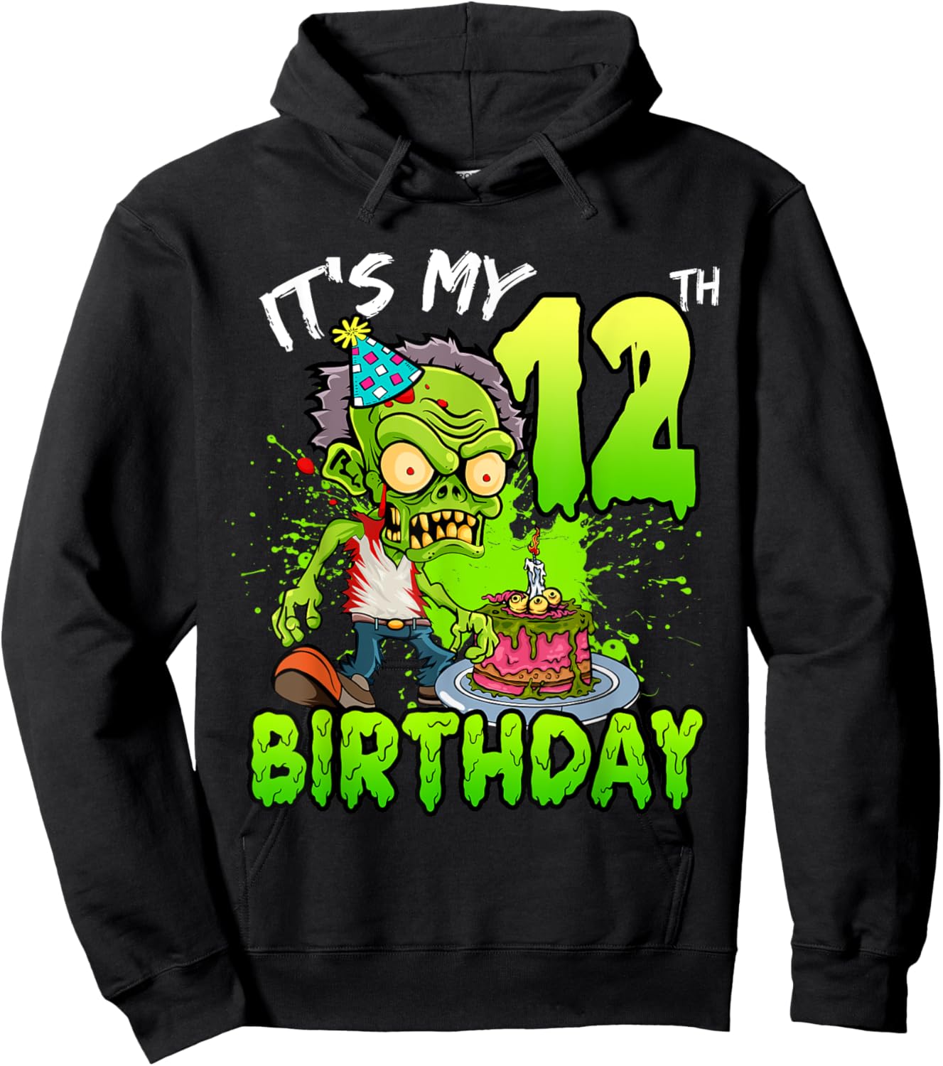 It's My 12th Birthday Zombie Lover 12 Year Old Boys Girls Hoodie - Hoodie | Black