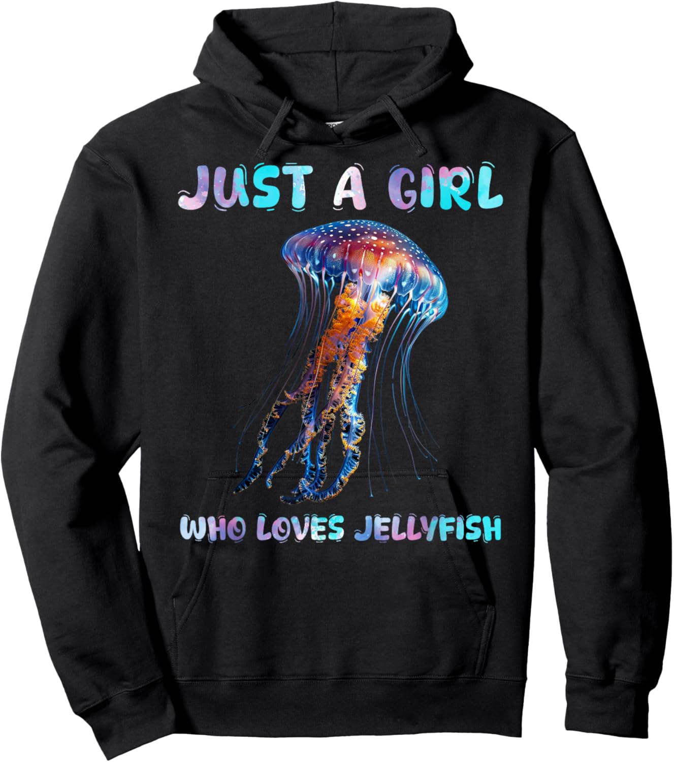 Under Watercolor Sea Ocean Just A Girl Who Loves Jellyfish Hoodie - Hoodie | Black