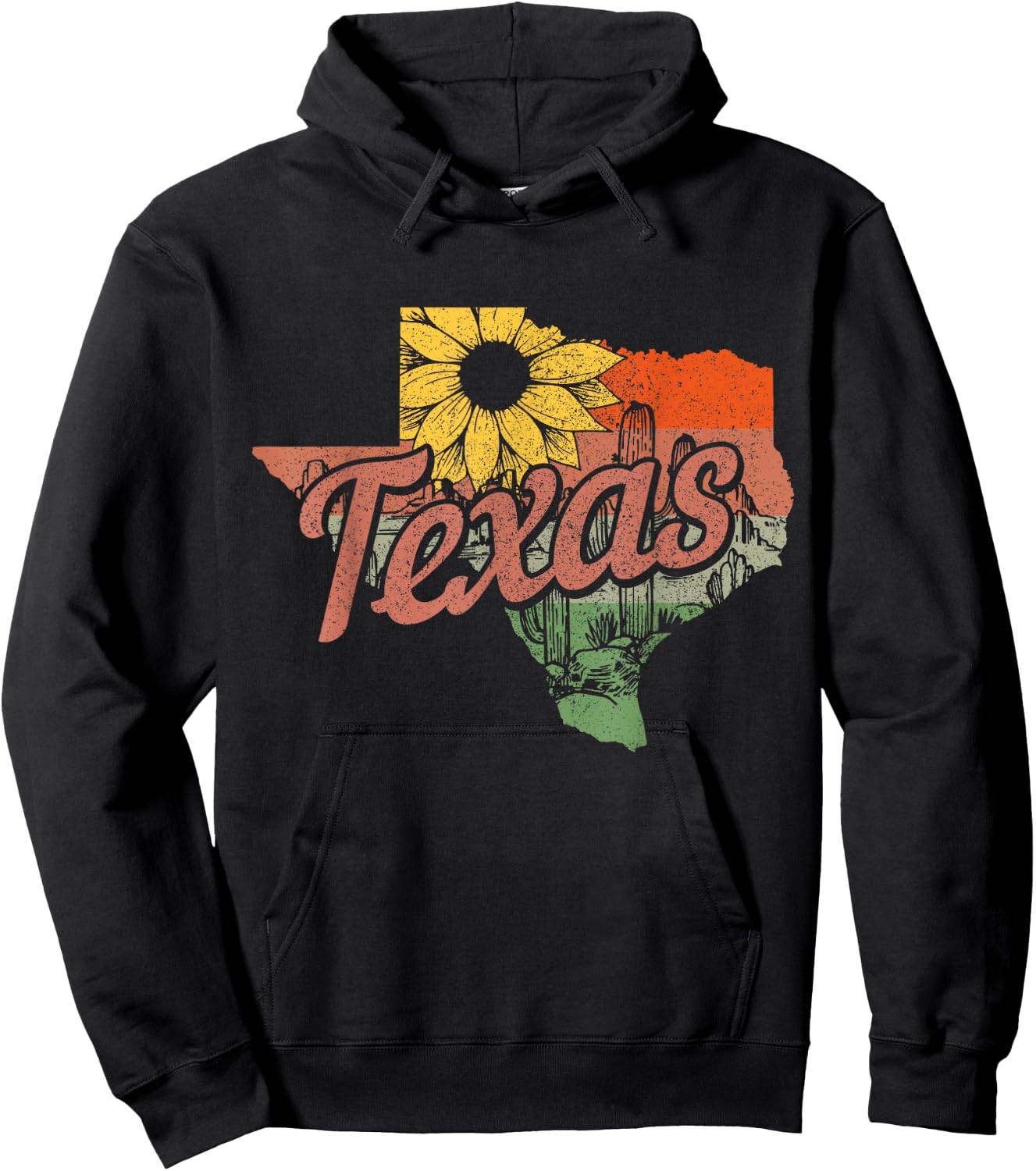 Texas TX State Map Pride Vintage Hoodie - Hoodie | Black