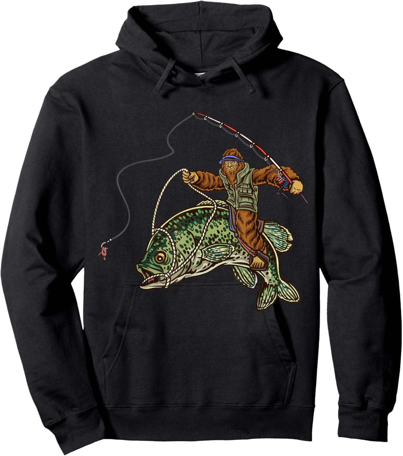 Crappie Fishing Bigfoot Panfishing Fishermen Hoodie - Hoodie | Black