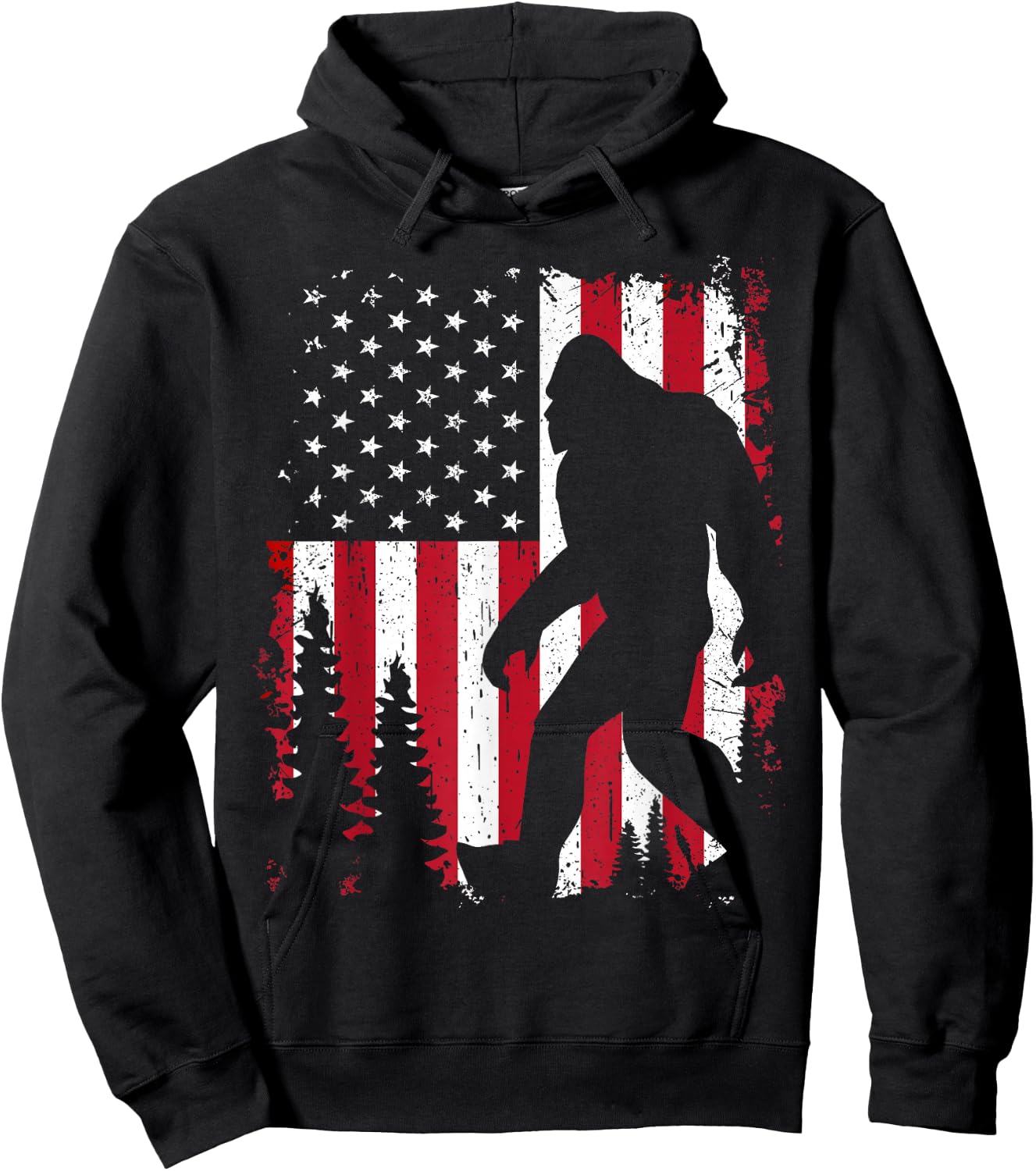 Bigfoot 4th of July American USA Flag Patriotic Kids Hoodie - Hoodie | Black
