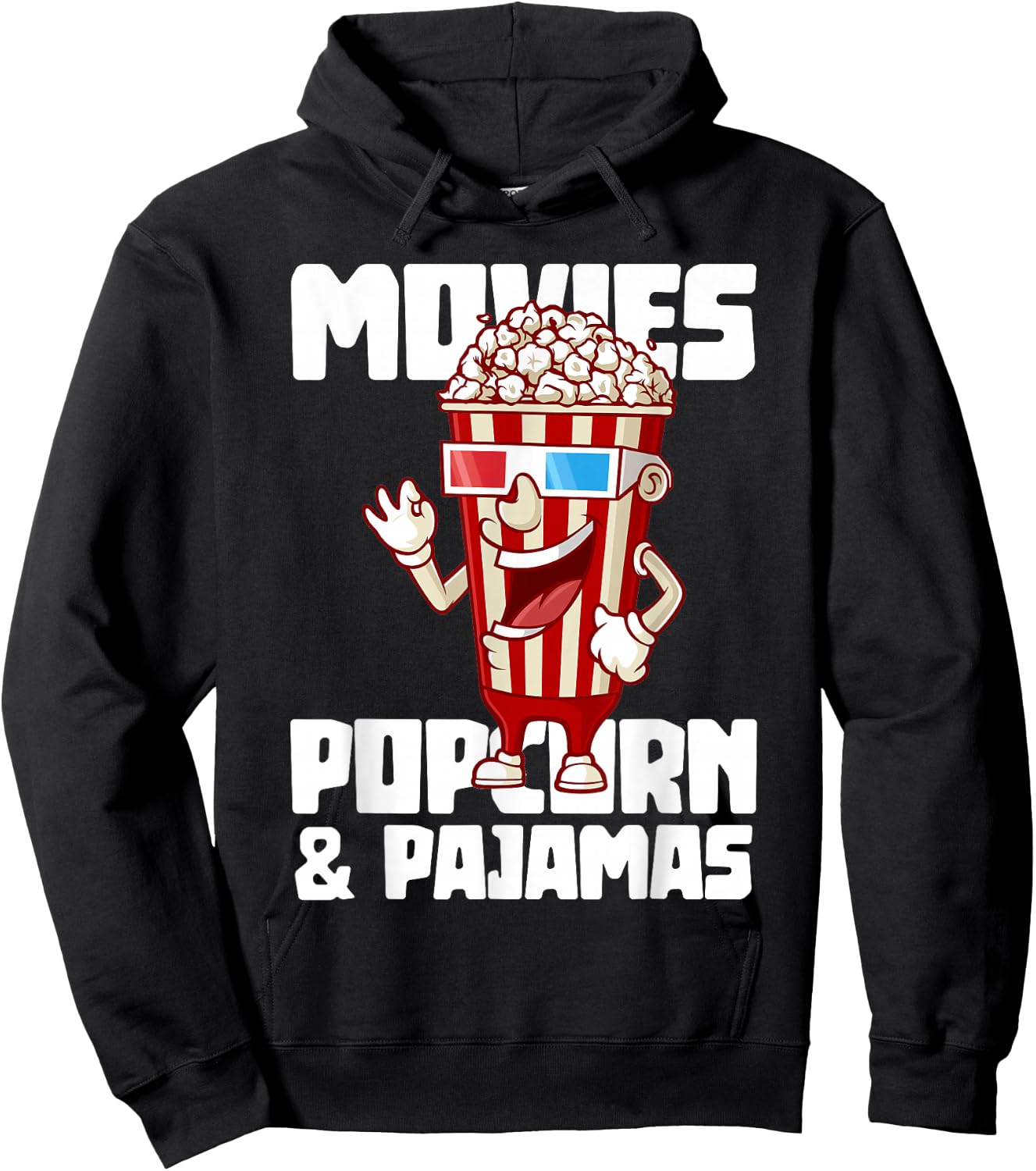 Movies Popcorn And Pajamas Popcorn Hoodie - Hoodie | Black