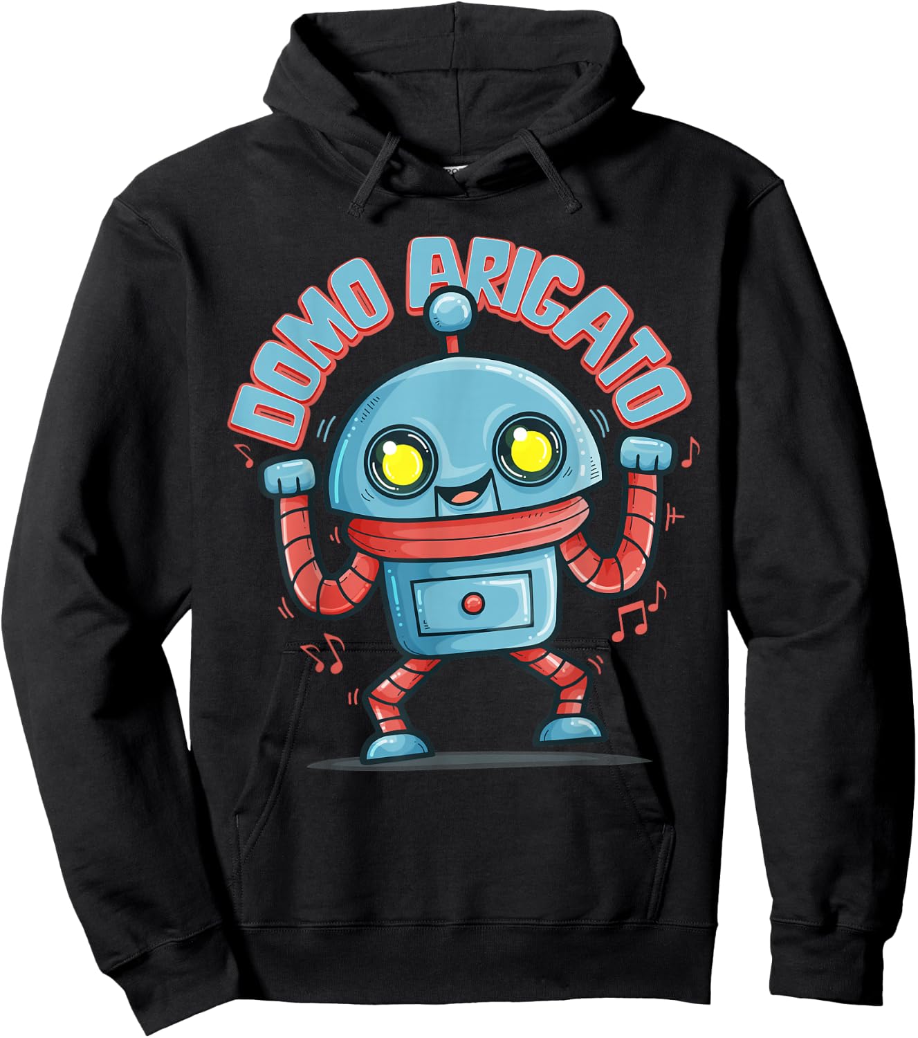 Japanese Retro 80s Music Party Robot Domo Arigato Eighties Hoodie - Hoodie | Black