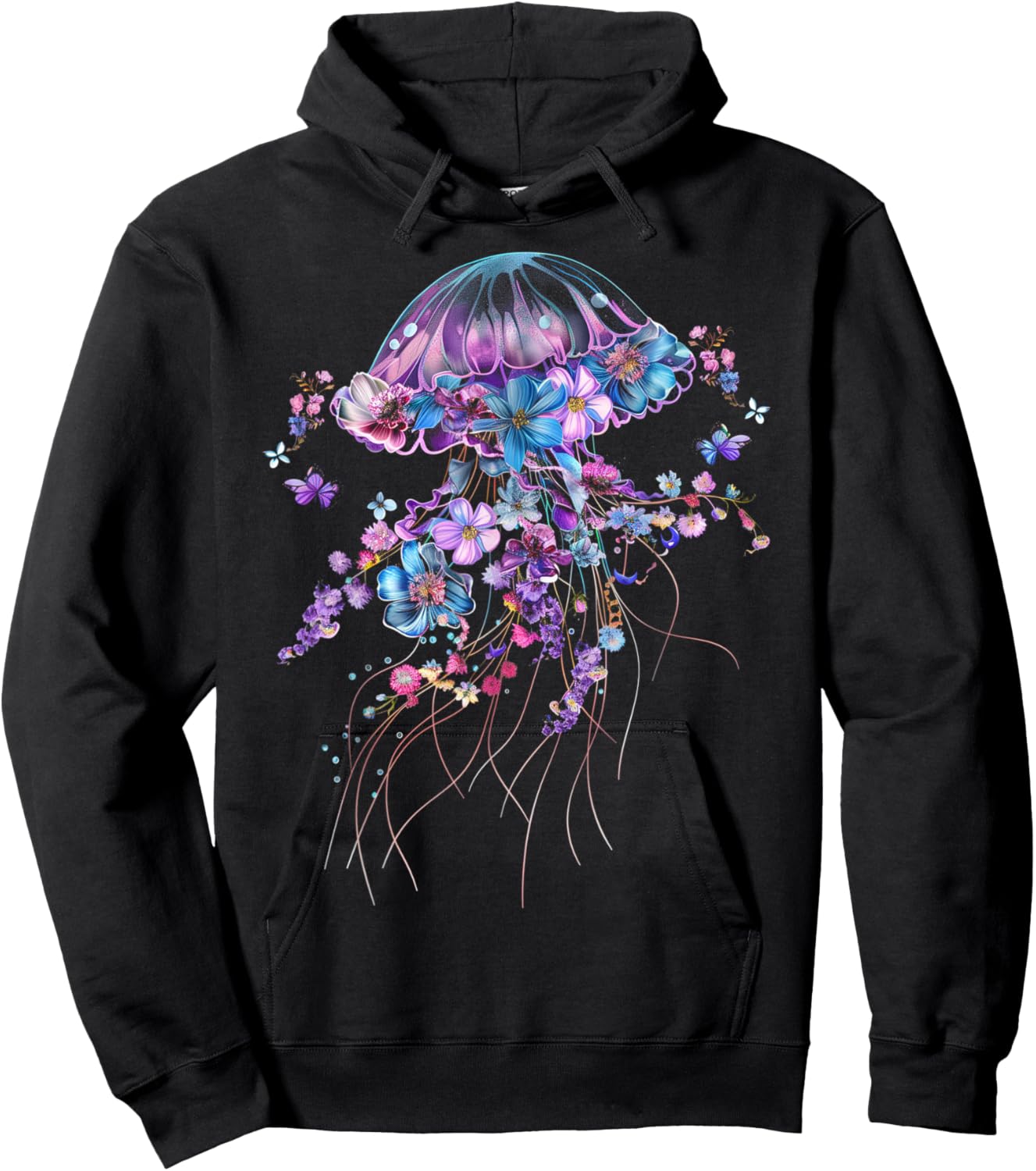 Jellyfish Flowers Vintage Floral Scuba Diving Surf Hoodie - Hoodie | Black