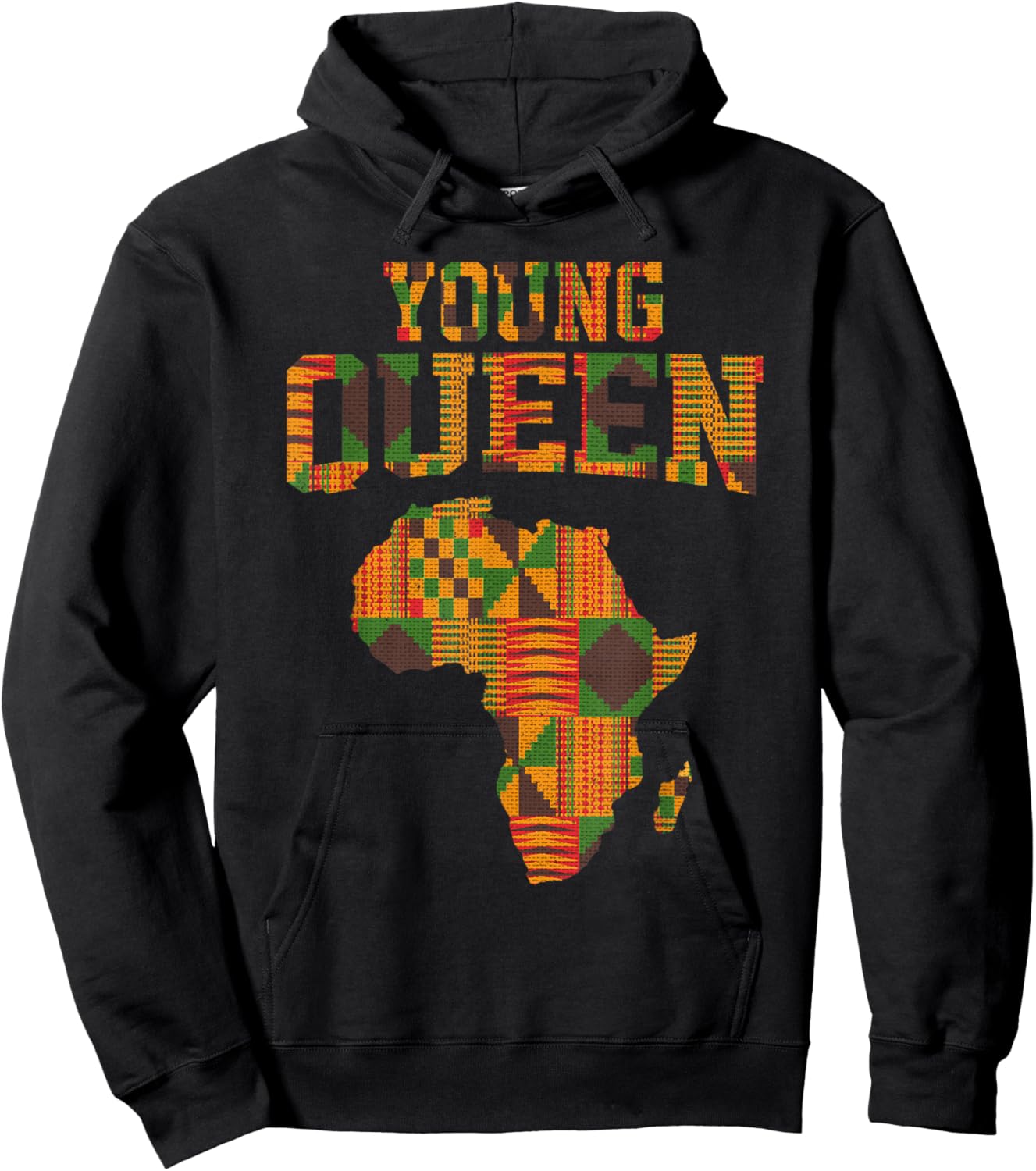 African Queen Art For Girls Women African Print Kente Cloth Hoodie - Hoodie | Black
