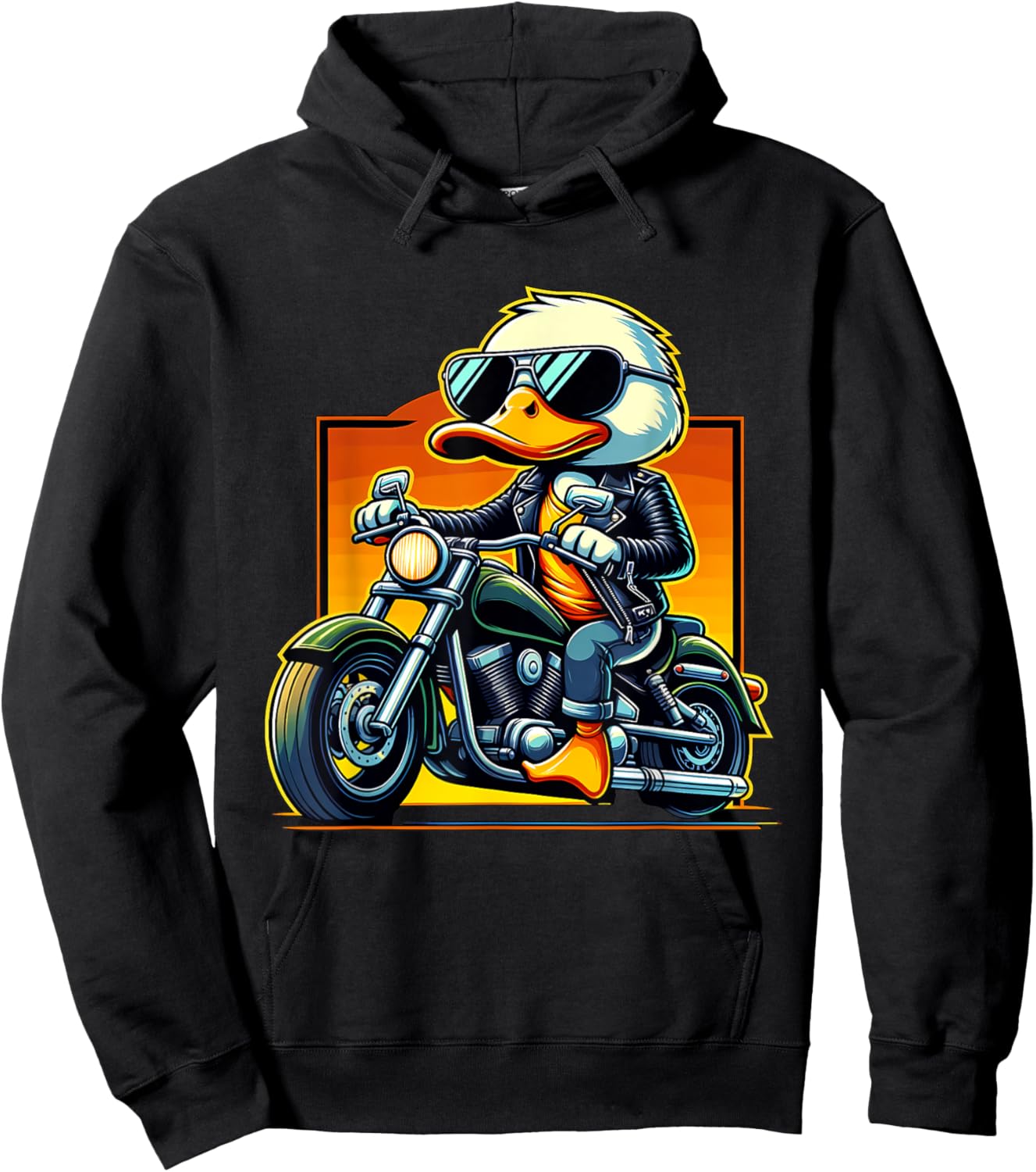 Biker Duck Riding Motorbike Hoodie - Hoodie | Black