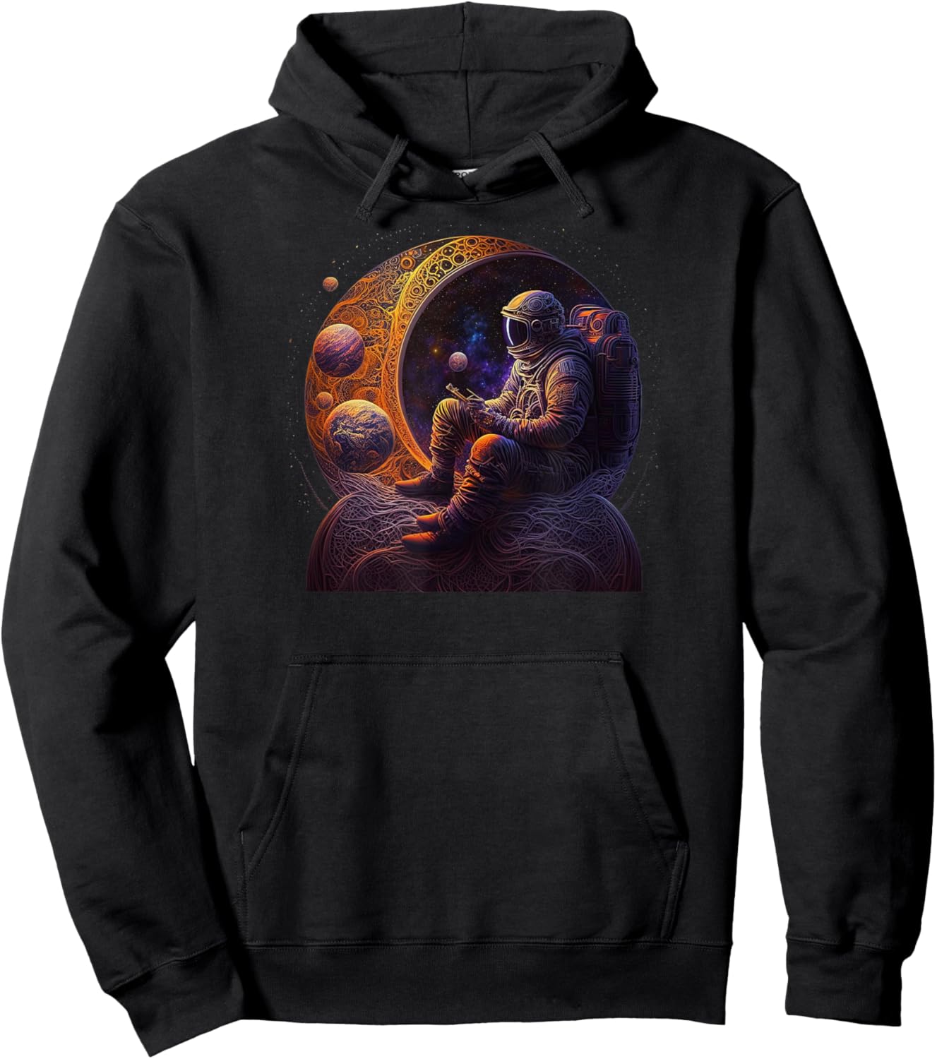 Meditating Astronaut Planets Meditation Astral Travel Hoodie - Hoodie | Black
