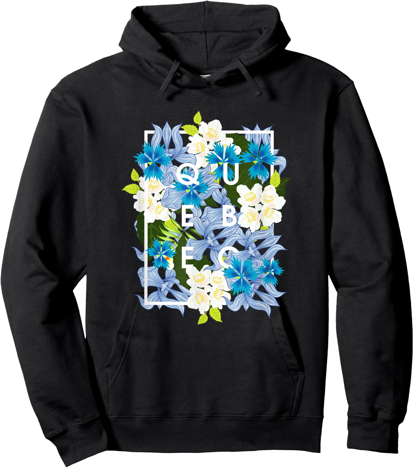 Flowers of Quebec Word Art - Quebecois Pride Hoodie - Hoodie | Black