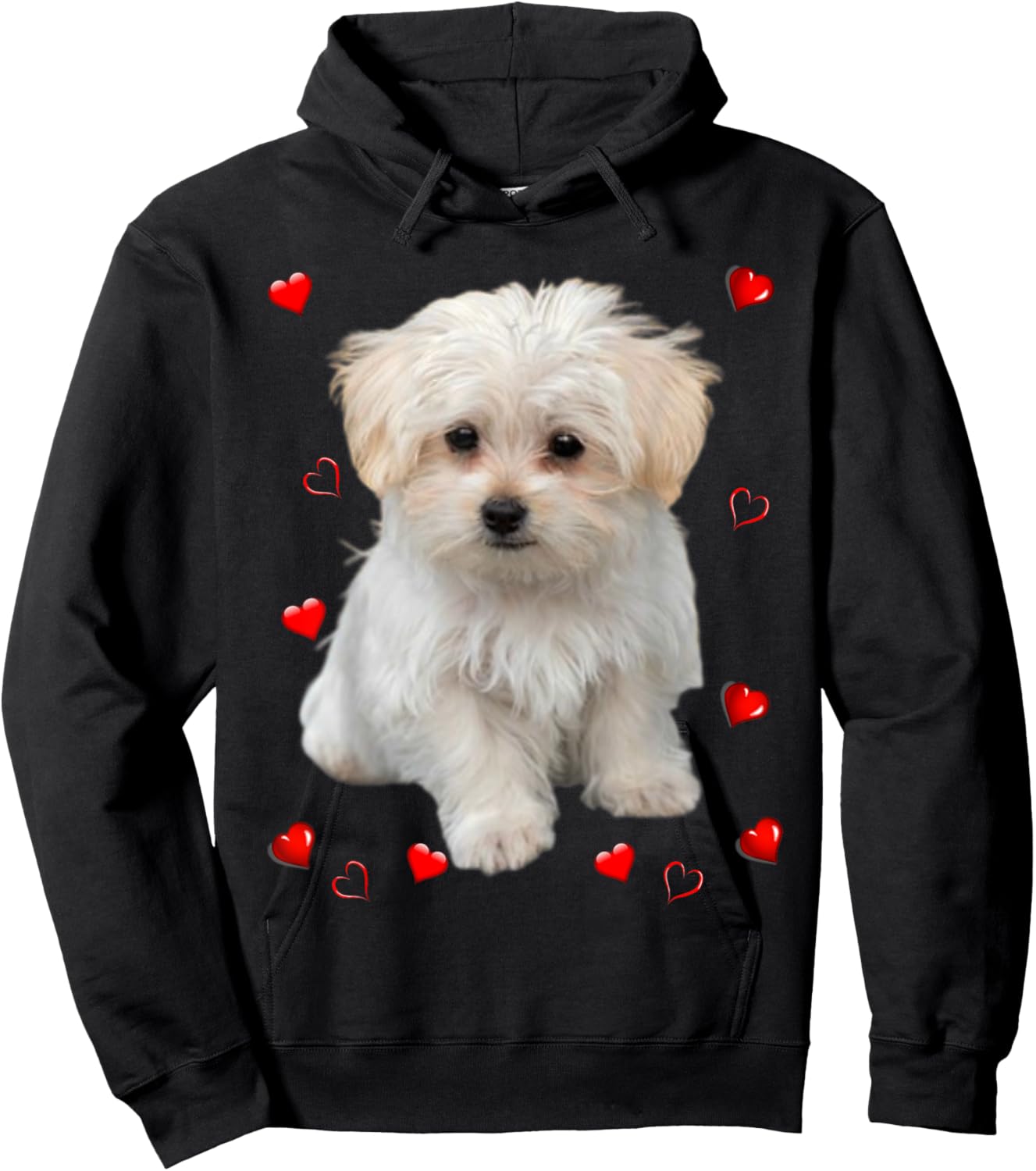 Maltese Dog Lover Puppy Owner Hearts, Maltipoo Mix Fans Hoodie - Hoodie | Black