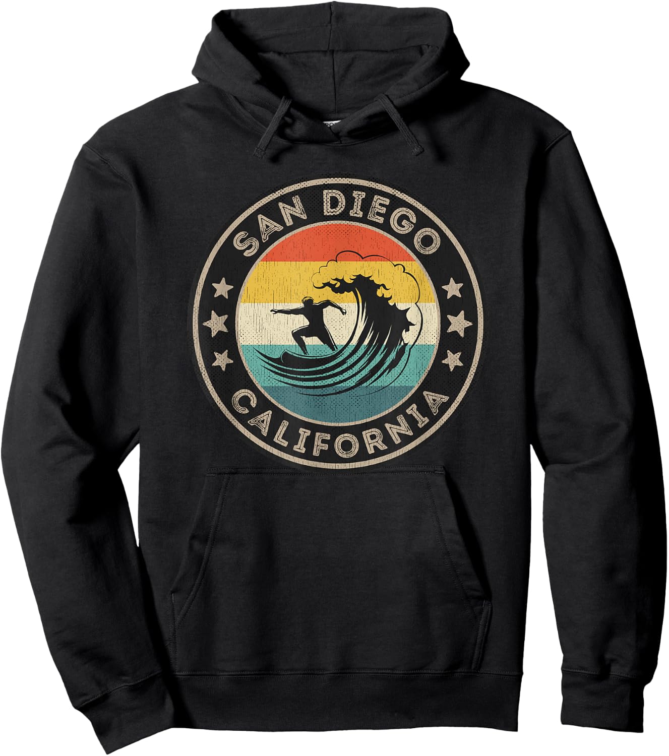 Retro San Diego California USA Surf Hoodie - Hoodie | Black