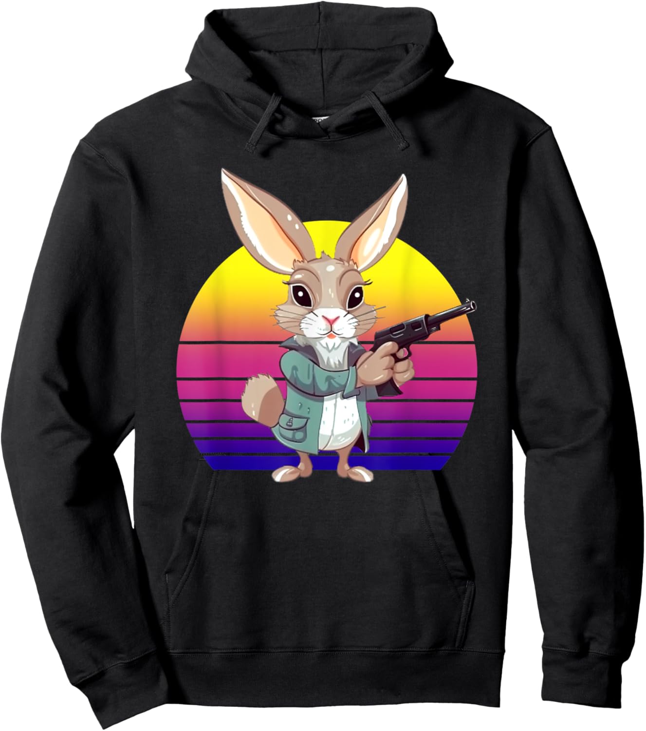 Gangster Bunny With A Gun Funny Rabbit Gun Lovers Design Hoodie - Hoodie | Black