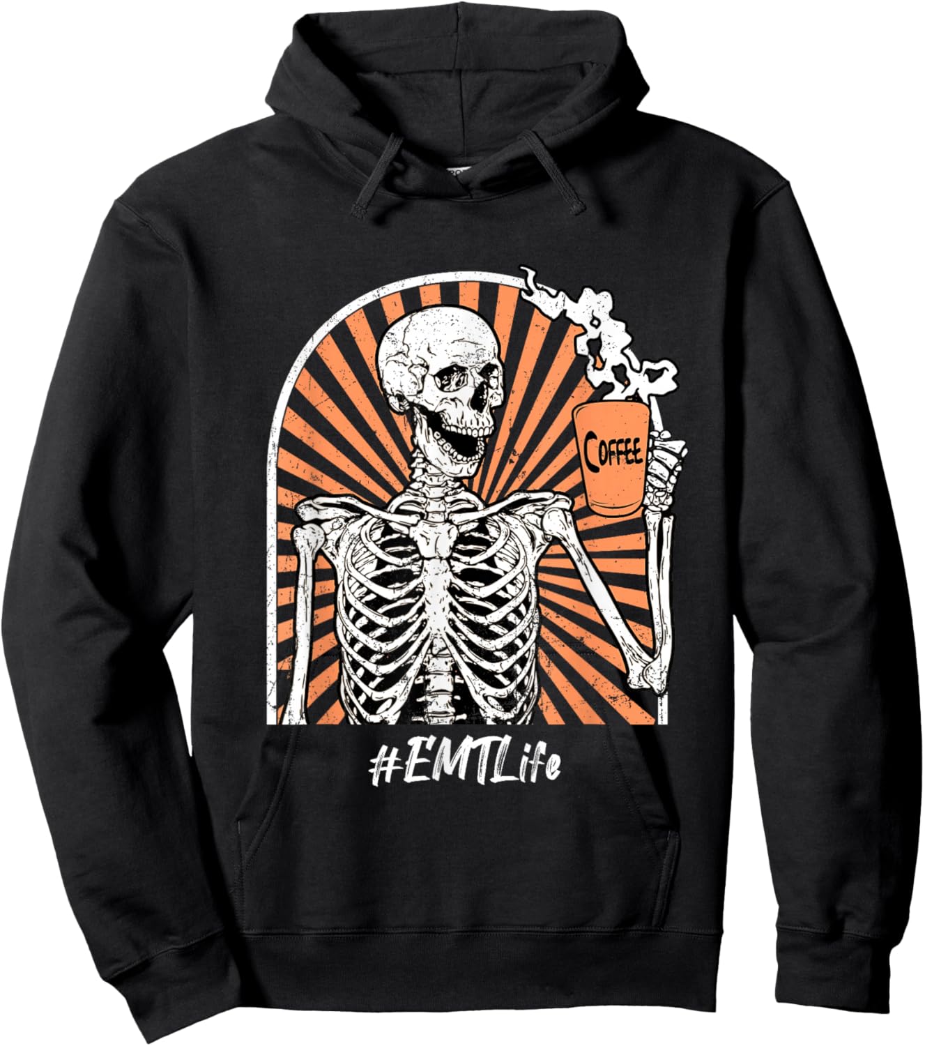 EMT Emergency Medical Tech Life Coffee Skeleton Funny Hoodie - Hoodie | Black