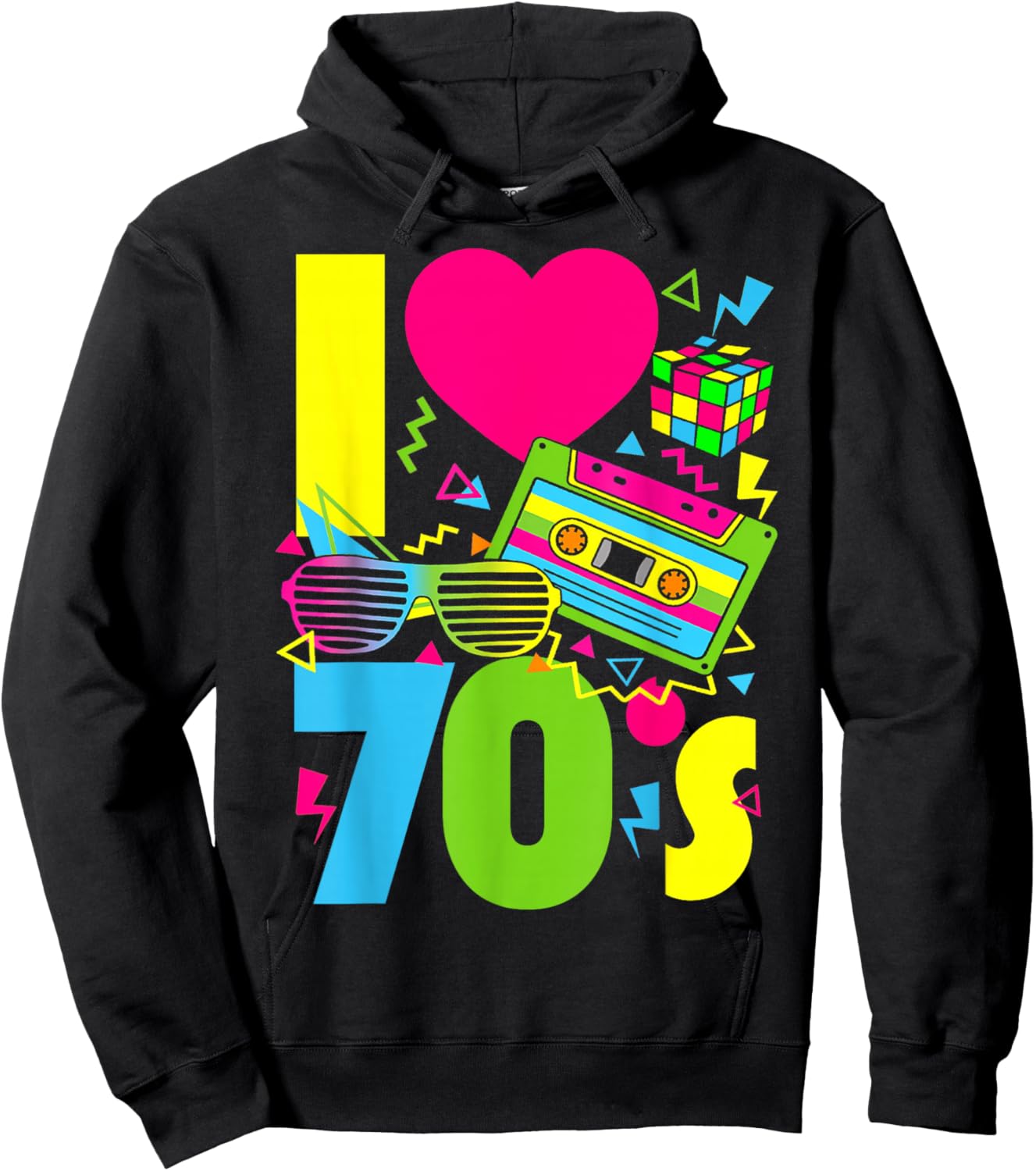 I Love The 70s Men Women Kids 70's 80's Party Retro Costume Hoodie - Hoodie | Black