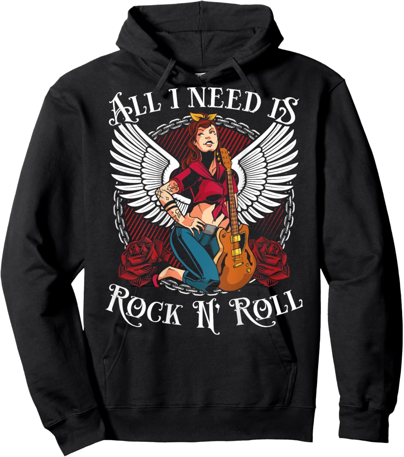 All I Need Is Rock N´ Roll | Rockabilly & Rock N' Roll Hoodie - Hoodie | Black