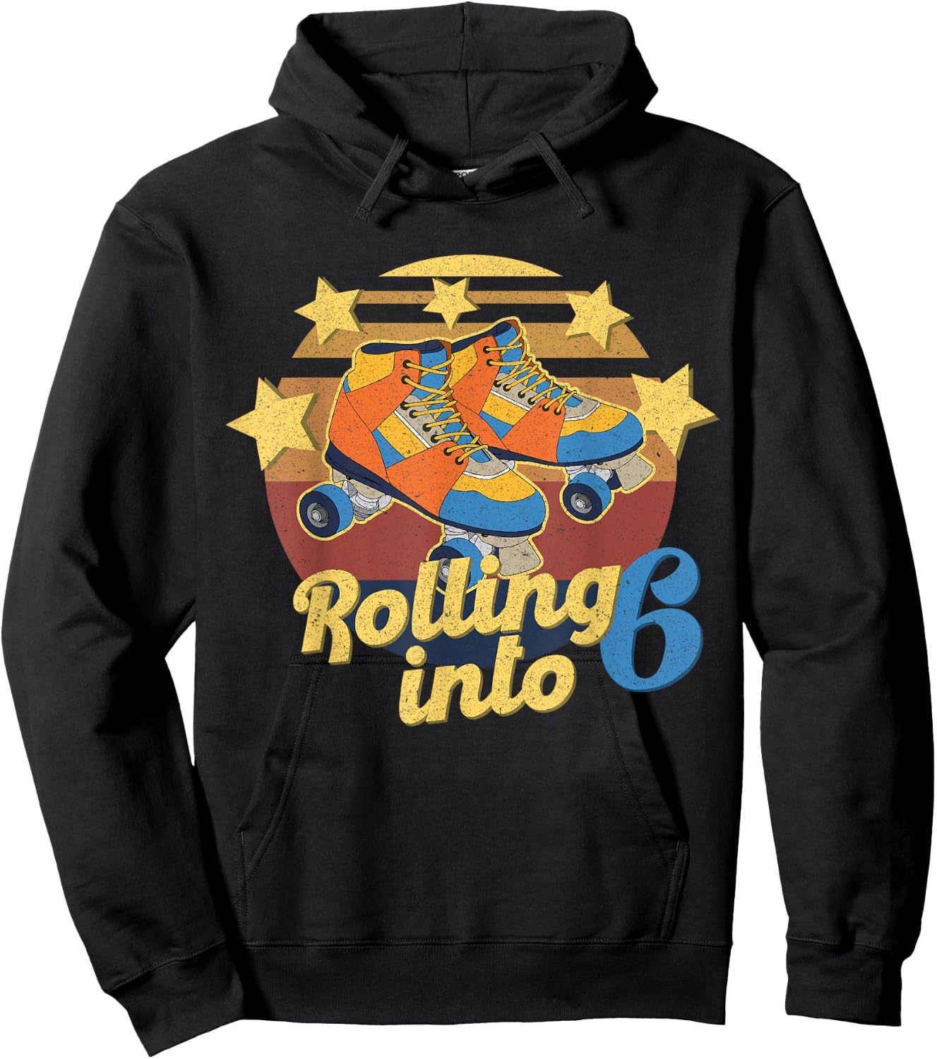 Rolling Into 6 Years 6th Birthday I'm Turning 6 Roller Skate Hoodie - Hoodie | Black